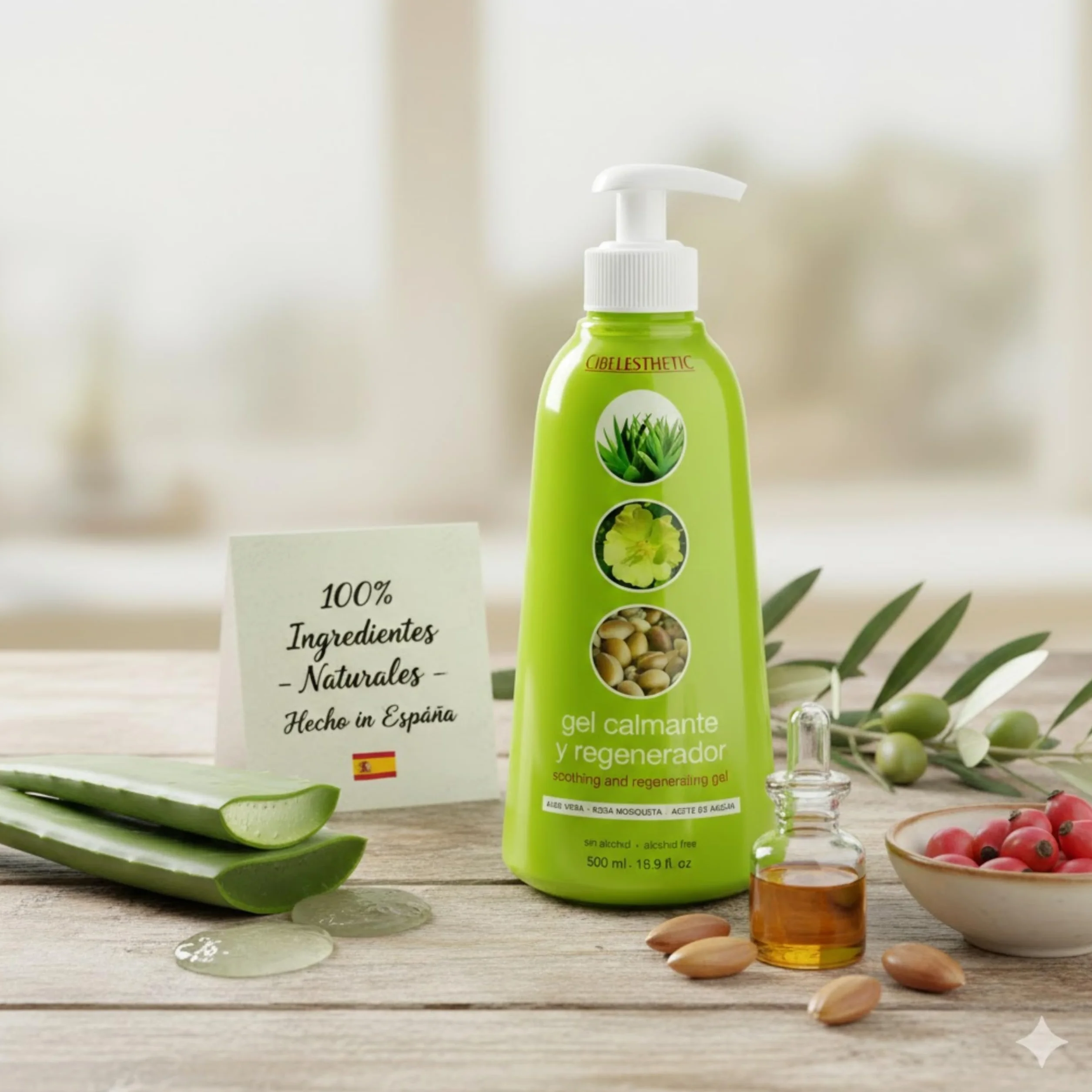 Cibelesthetic Gel de Aloe Vera Puro con Rosa Mosqueta y Aceite de Argán - Regenerador Intensivo 5L