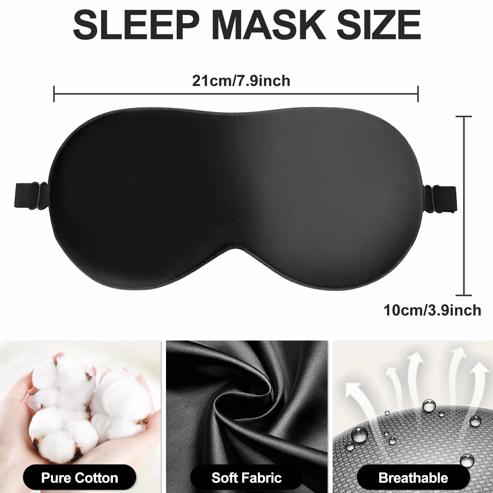Antifaz para Dormir de Seda, Ultrasuave con Correa Ajustable, 2 Piezas para Hombre Mujer Niños Viaje Yoga