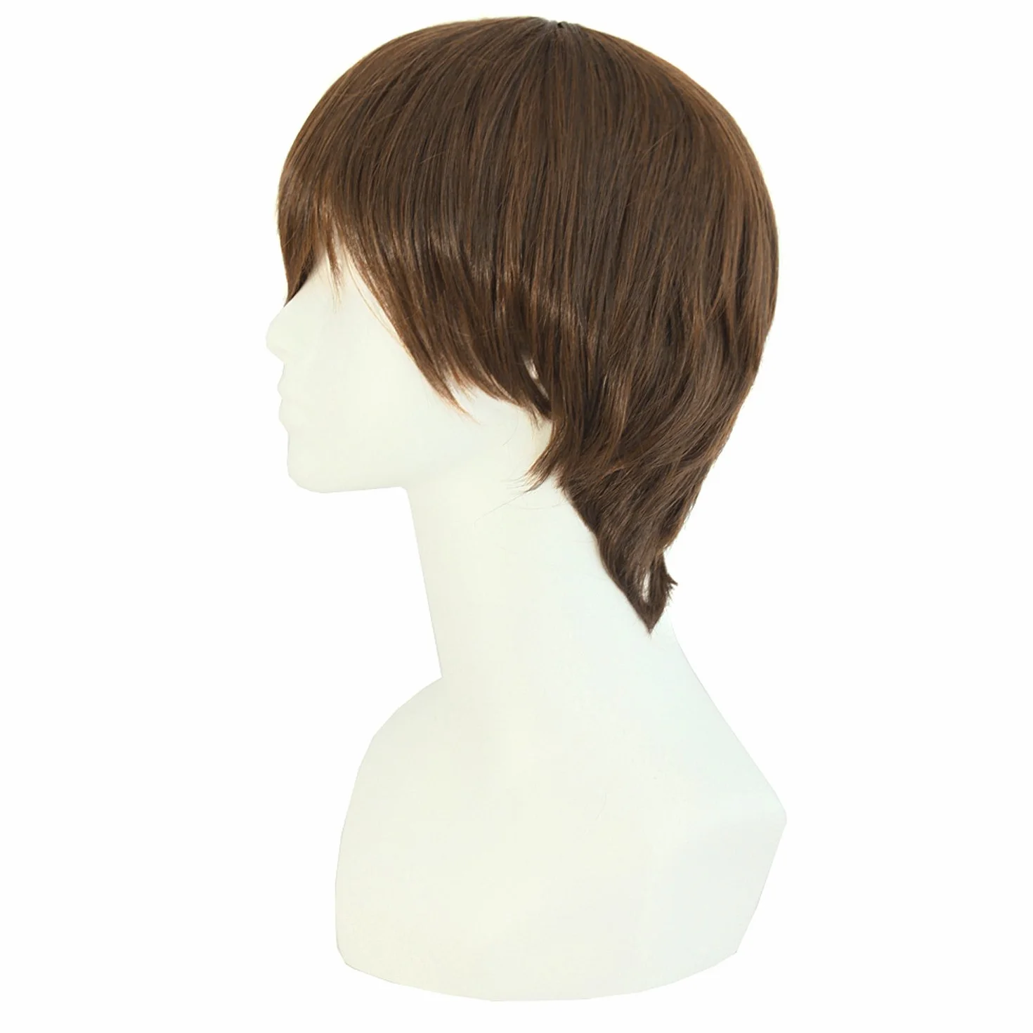 MapofBeauty Peluca lacia y corta para hombre marrón
