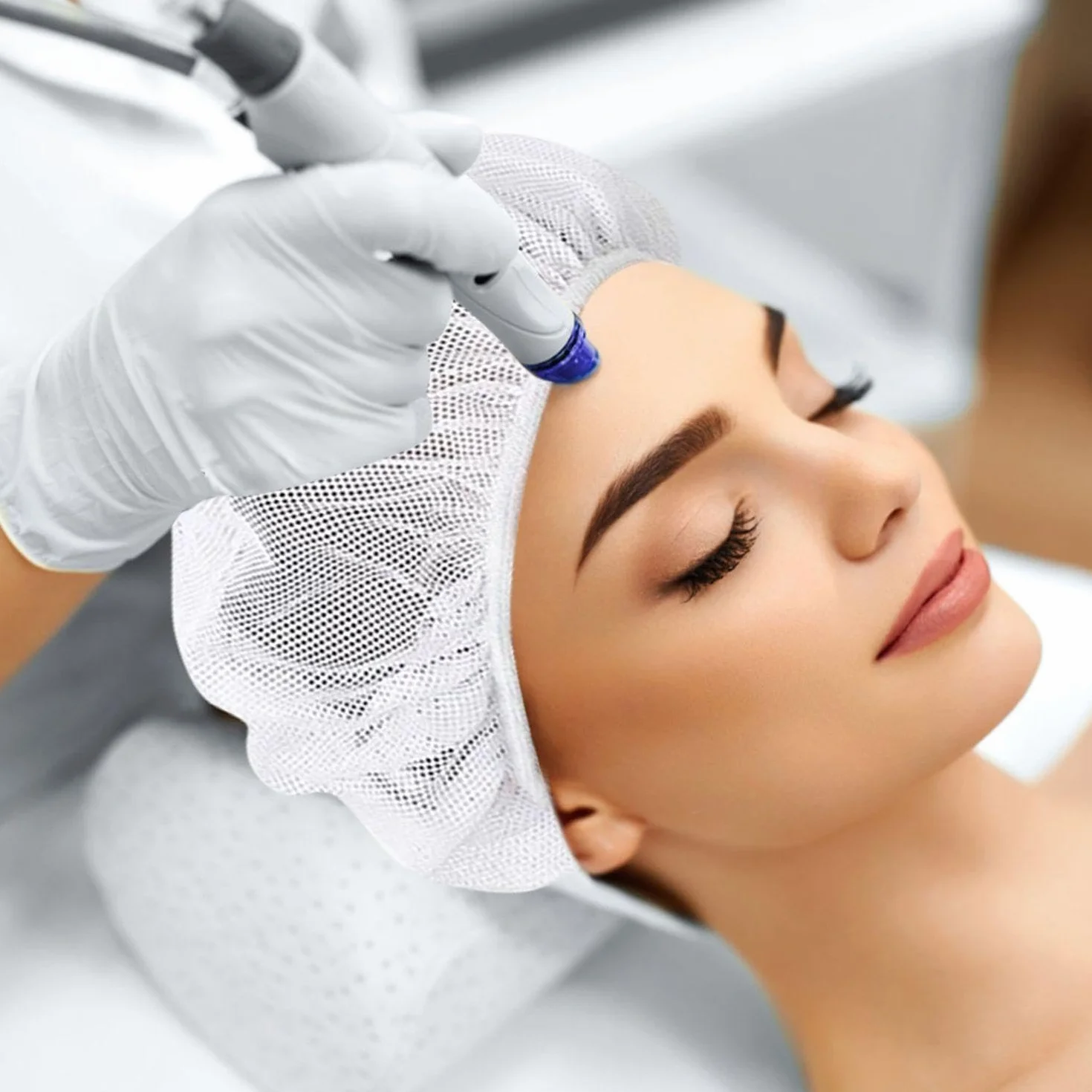 Tapa De Malla Transpirable 8 Piezas, Cómoda Y Seca, Productos Para El Cuidado Del Cabello (Blanco, Rosa)