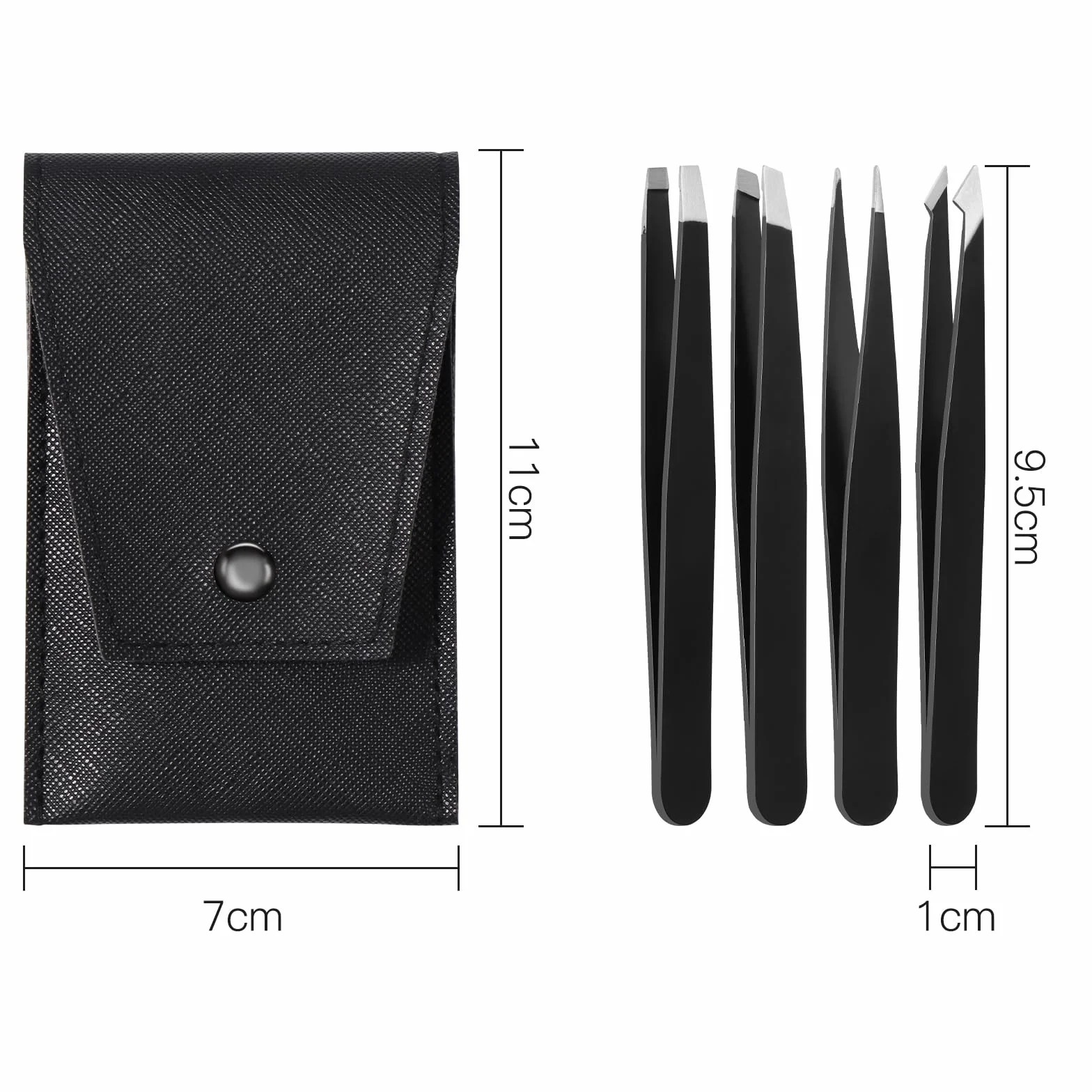 Brencco Pinzas Depilar Acero Inoxidable Antideslizante Cejas Pestañas Vellos 4 Piezas