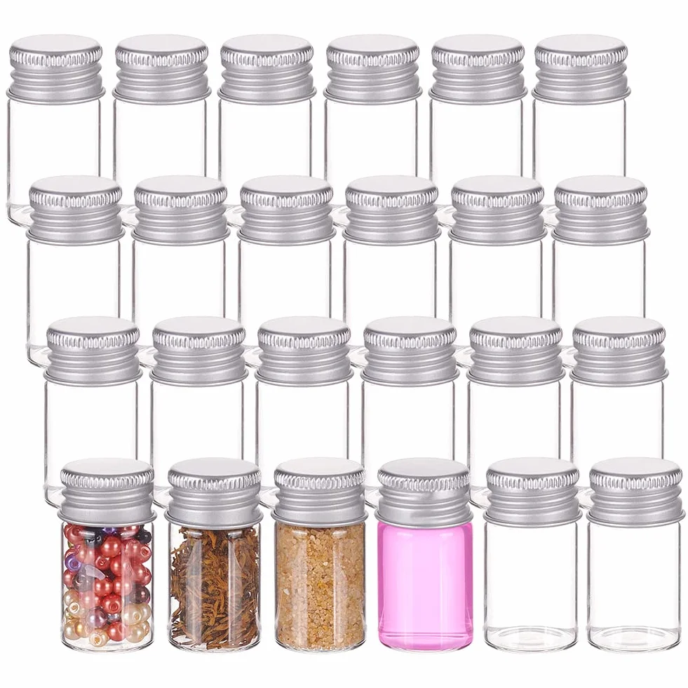 BENECREAT 24 unidades Mini Tarros de Cristal Vacíos 8 ml para Cosméticos con Tapas de Aluminio