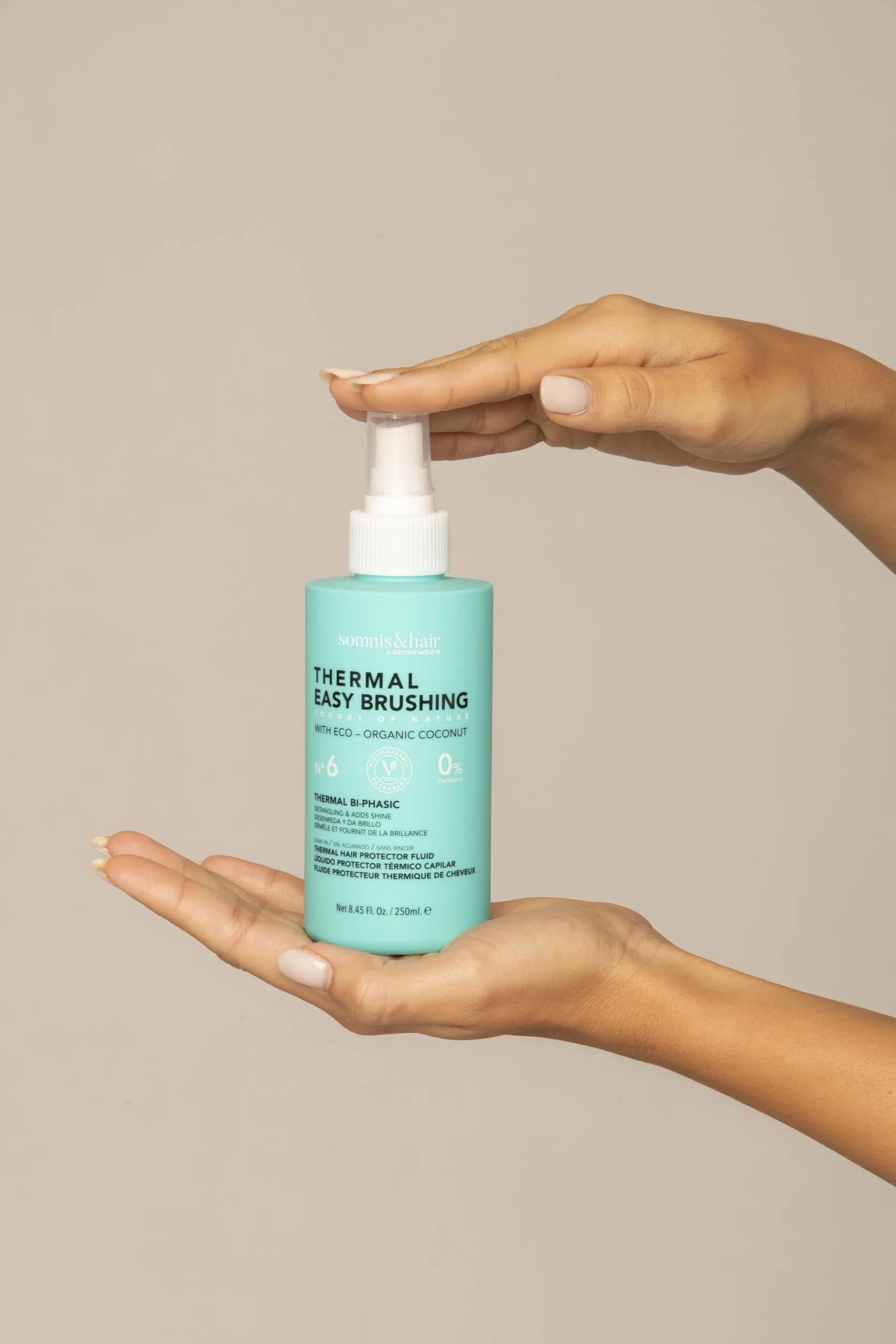 Somnis&Hair Spray Protector Térmico Natural 250 ml - Desenredante y Suavizante - Protección Calor UV Agua Salada - Sin Sulfatos Parabenos - Vegano
