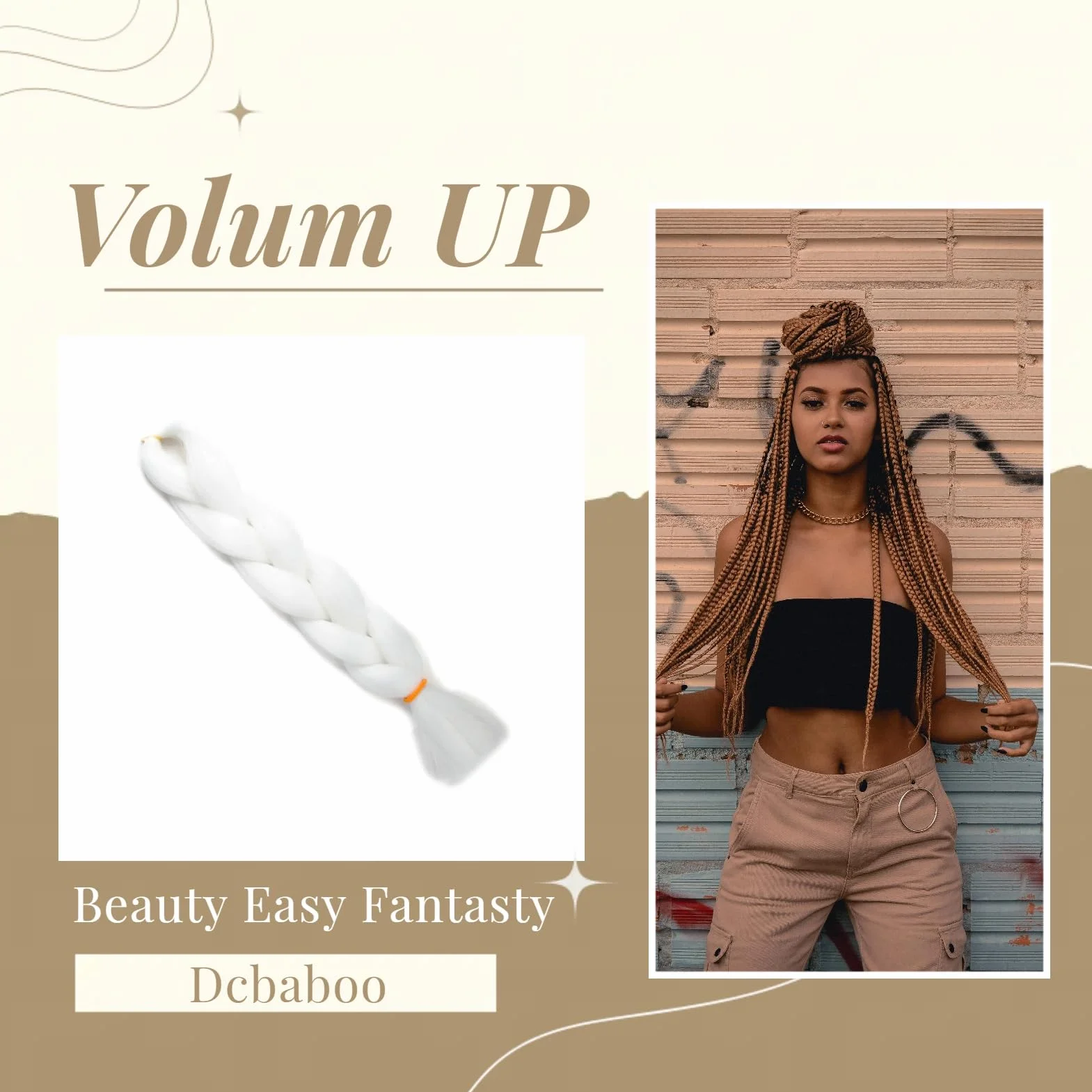 Extensiones de Pelo Kanekalon para Trenzas Africanas 60cm 100g Blanco
