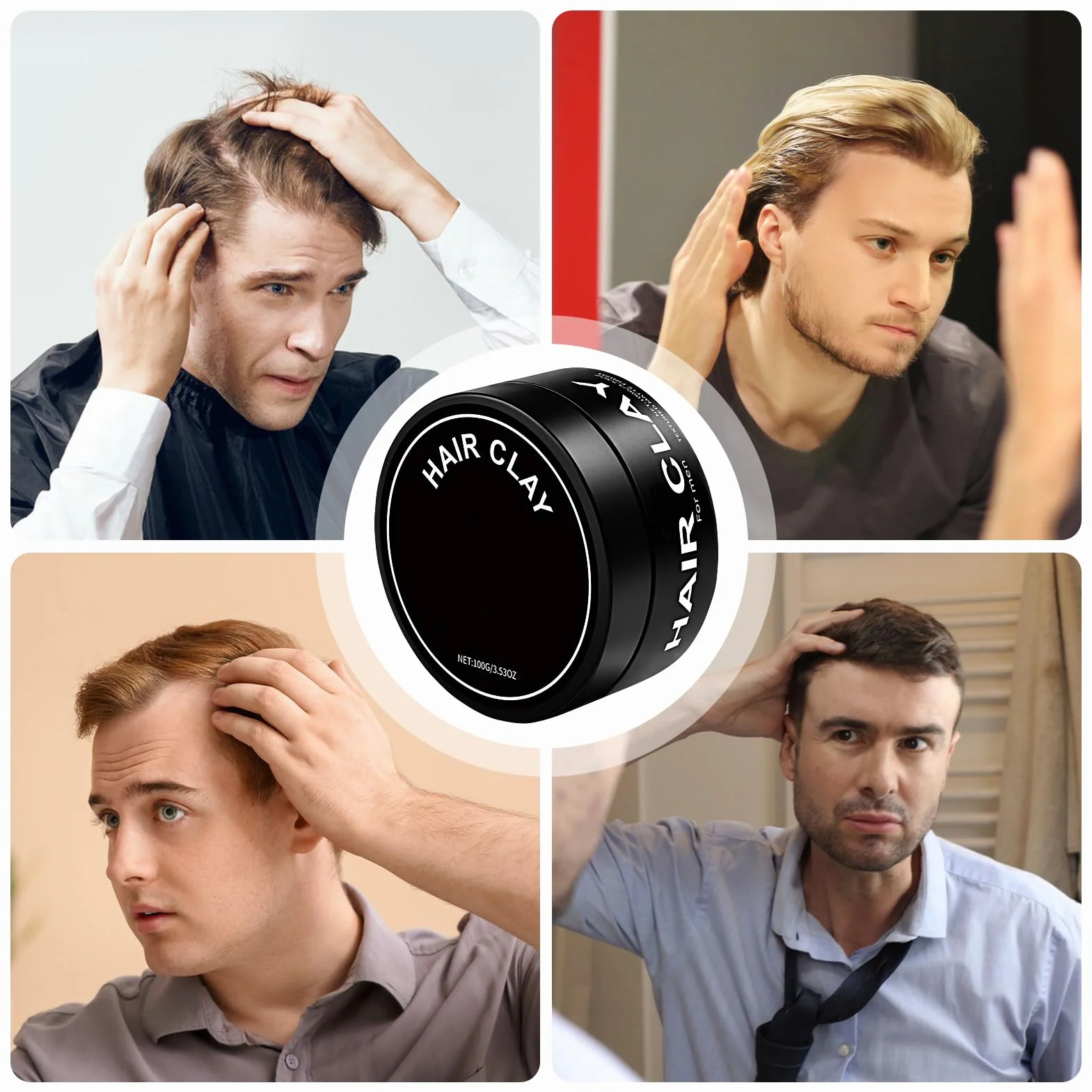 Hair Clay Strong Hold Matte Finish 100 g Lightweight Formula All-Day Styling No Greasy Texture