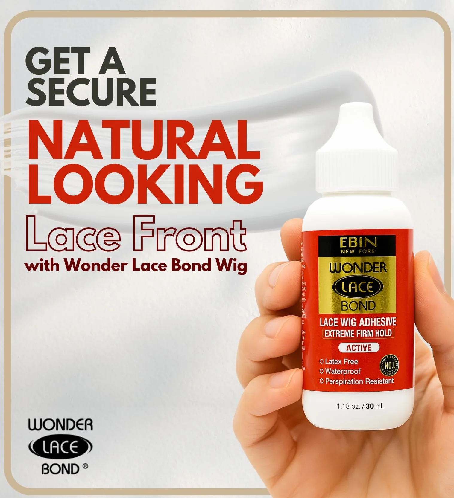 EBIN NEW YORK Wonder Lace Bond Fijación Extremadamente Firme 1.18oz Impermeable Sin Látex