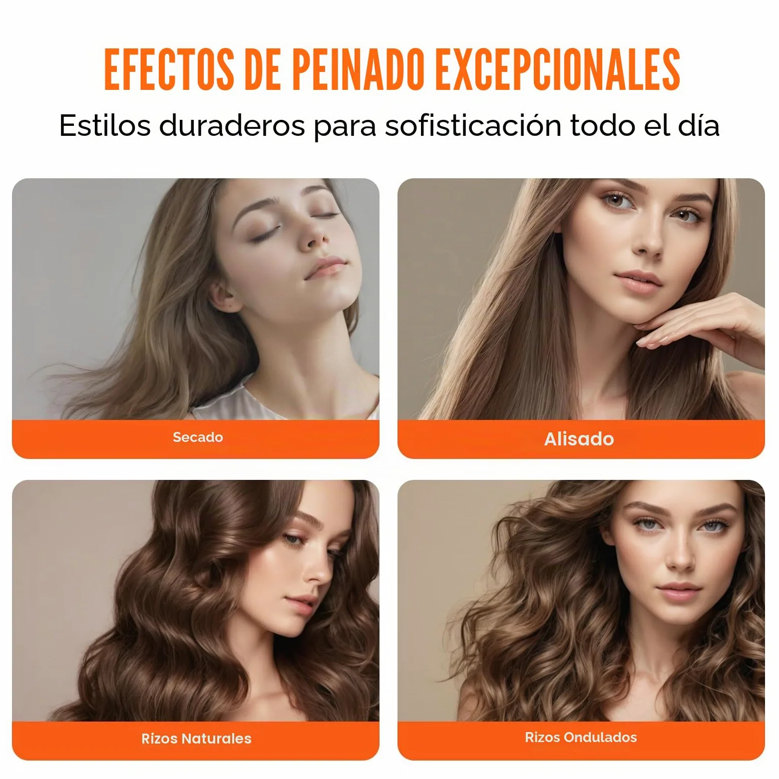 VEVOR Cepillo Secador y Moldeador de Cabello Multifunción 4 en 1, 110 000 RPM con 3 Cepillos y 1 Boquilla, Cepillo Secador de 4 Temperaturas y 3 Velocidades a Rizar, Peinar y Dar Volumen, 330 x 52 mm