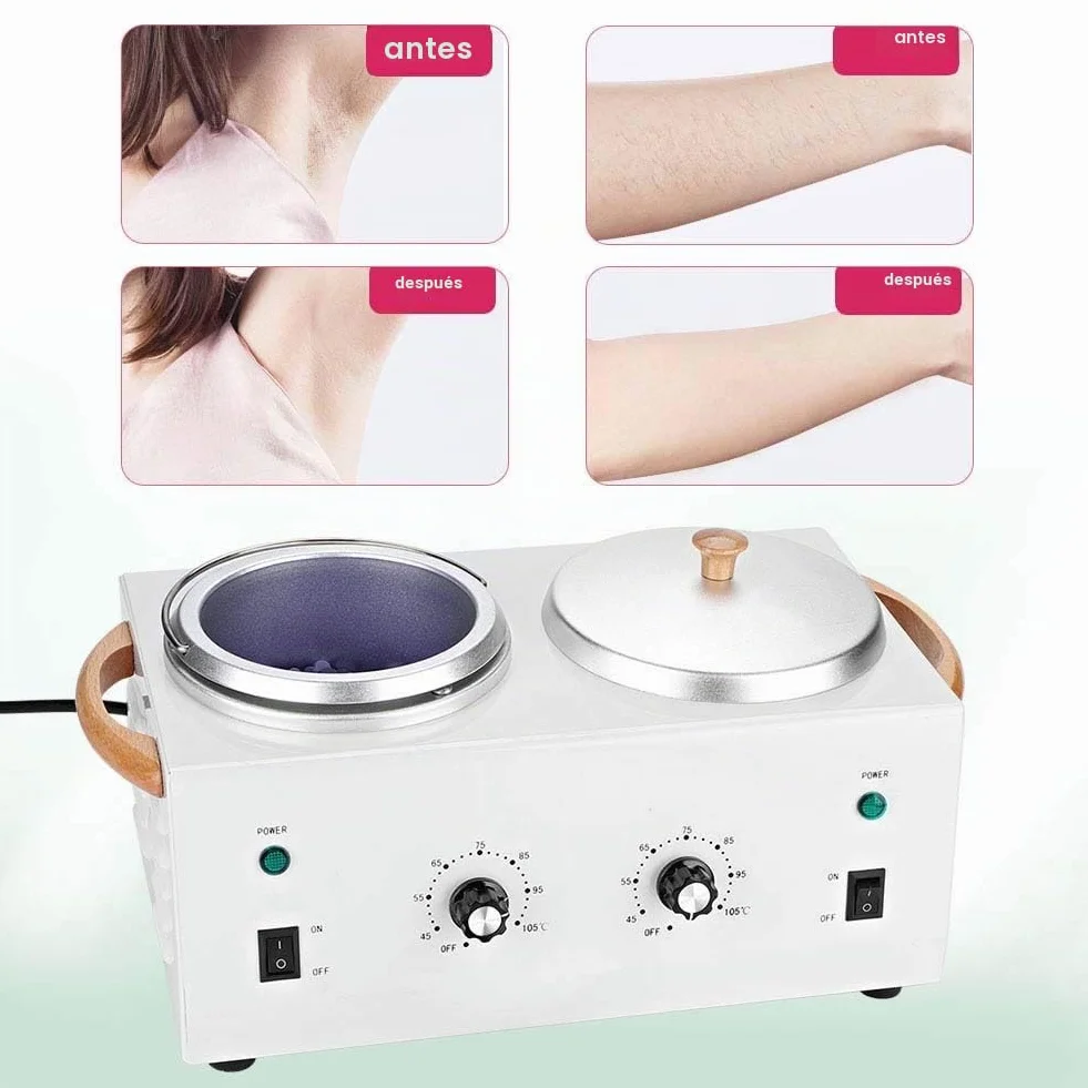 Calentador de Cera Eléctrico Caliente, Máquina de Fusión de Cera, Calentador de Cera de Parafina Caliente Calentador de Cera Depilatoria de Doble Olla Para Salón Depilación para Cera de Belleza