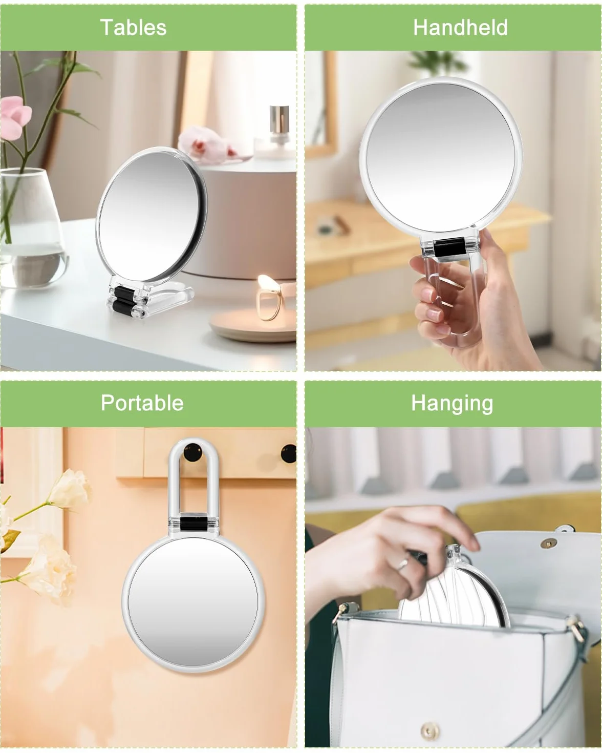 LEAZZLE Espejo de Aumento 30x/1x Doble Cara con Soporte Ajustable 360°