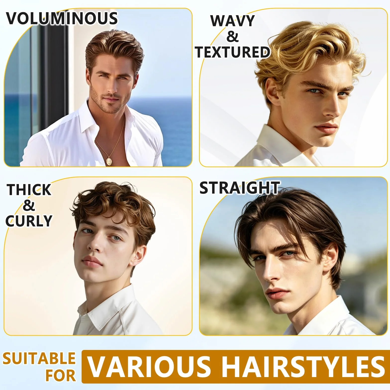 Sularpek Peine Texturizador Hombre, Peine pelo Rizado, Volumen Raíces Flequillo, Negro