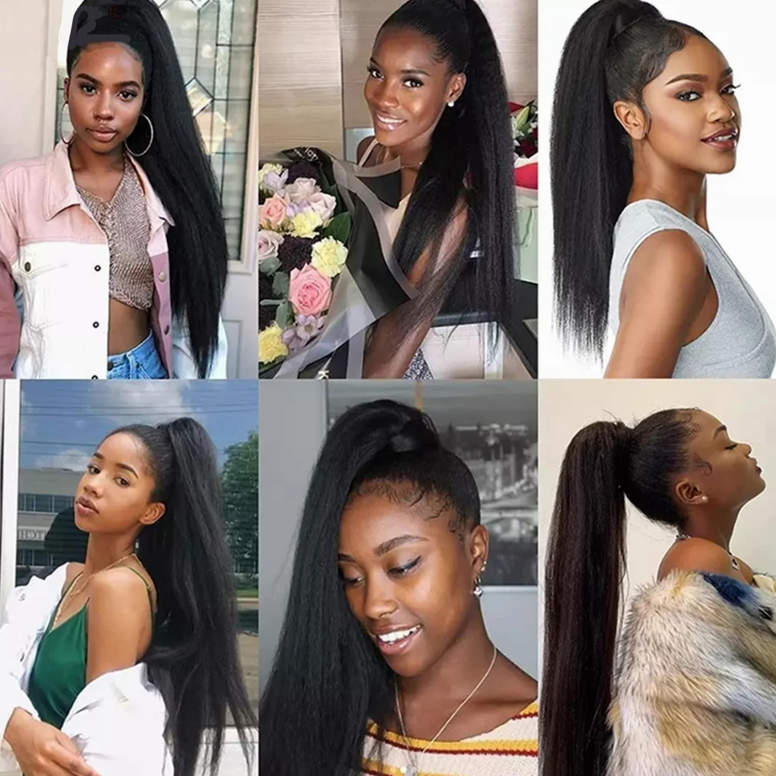 Piezas de Pelo de Moño Para mujer 1 paquete de extensión de cola de caballo con cordón ondulado rizado, horquilla brasileña, peluca de cola de caballo, moño de cola de caballo con cordón negro Natural
