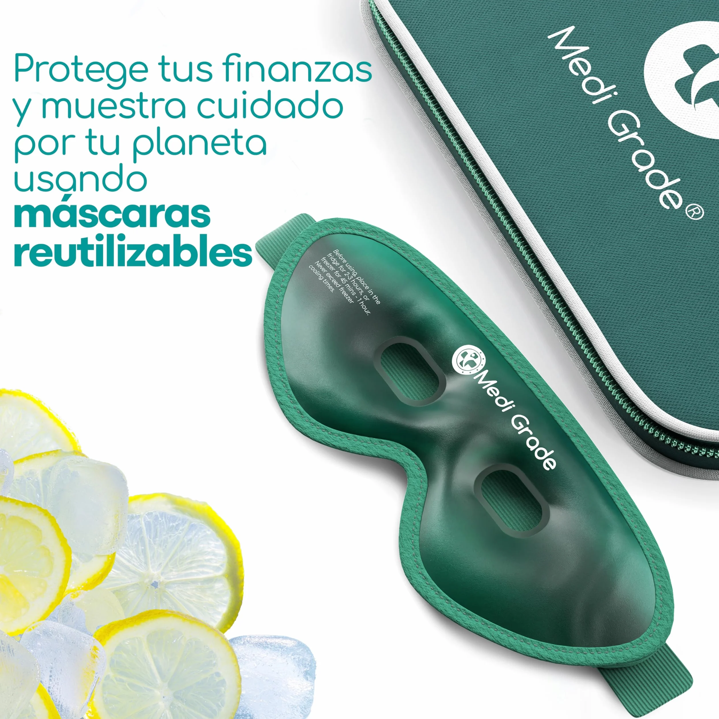 Medi Grade Antifaz de Gel Frío Reutilizable para Ojos, 2 Parches y Neceser