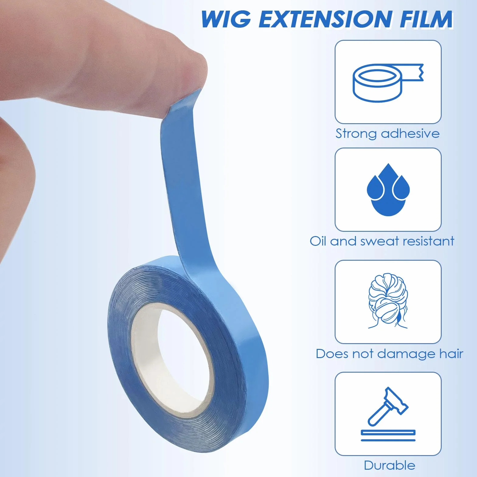 Cinta Adhesiva Doble para Extensiones de Pelo, 2 Rollos Invisibles para Pelucas y Postizos