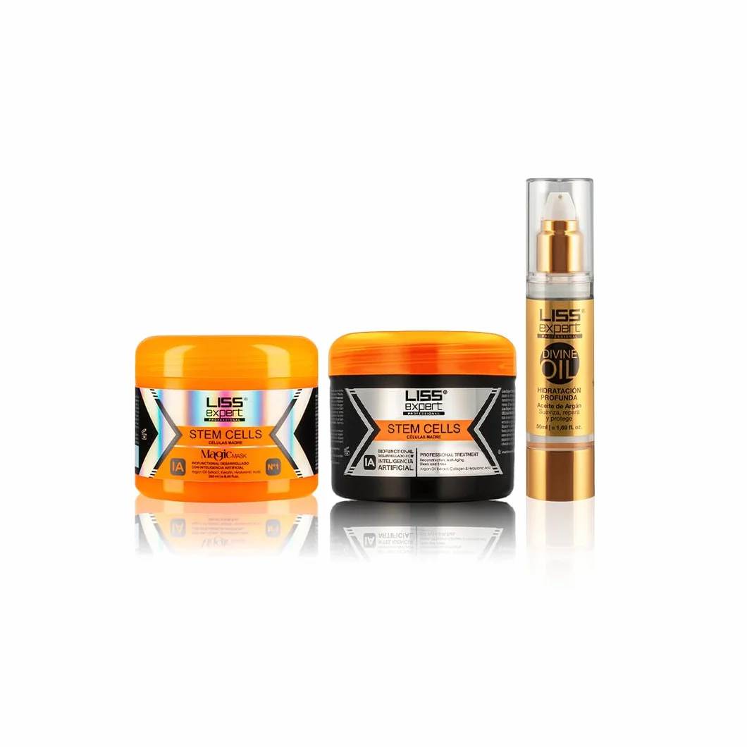 Team Magic Liss Expert Kit Alisado Células Madre 250 ml + Mascarilla Magic IA 250 ml + Divine Oil 50 ml