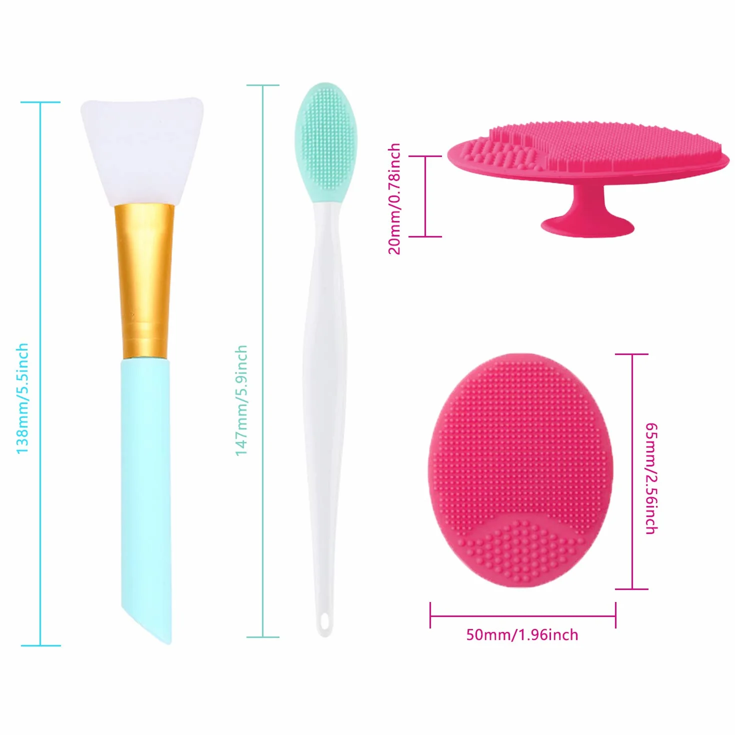Cepillo Limpieza Exfoliante de Silicona Facial 6 Piezas para Todo Tipo de Piel