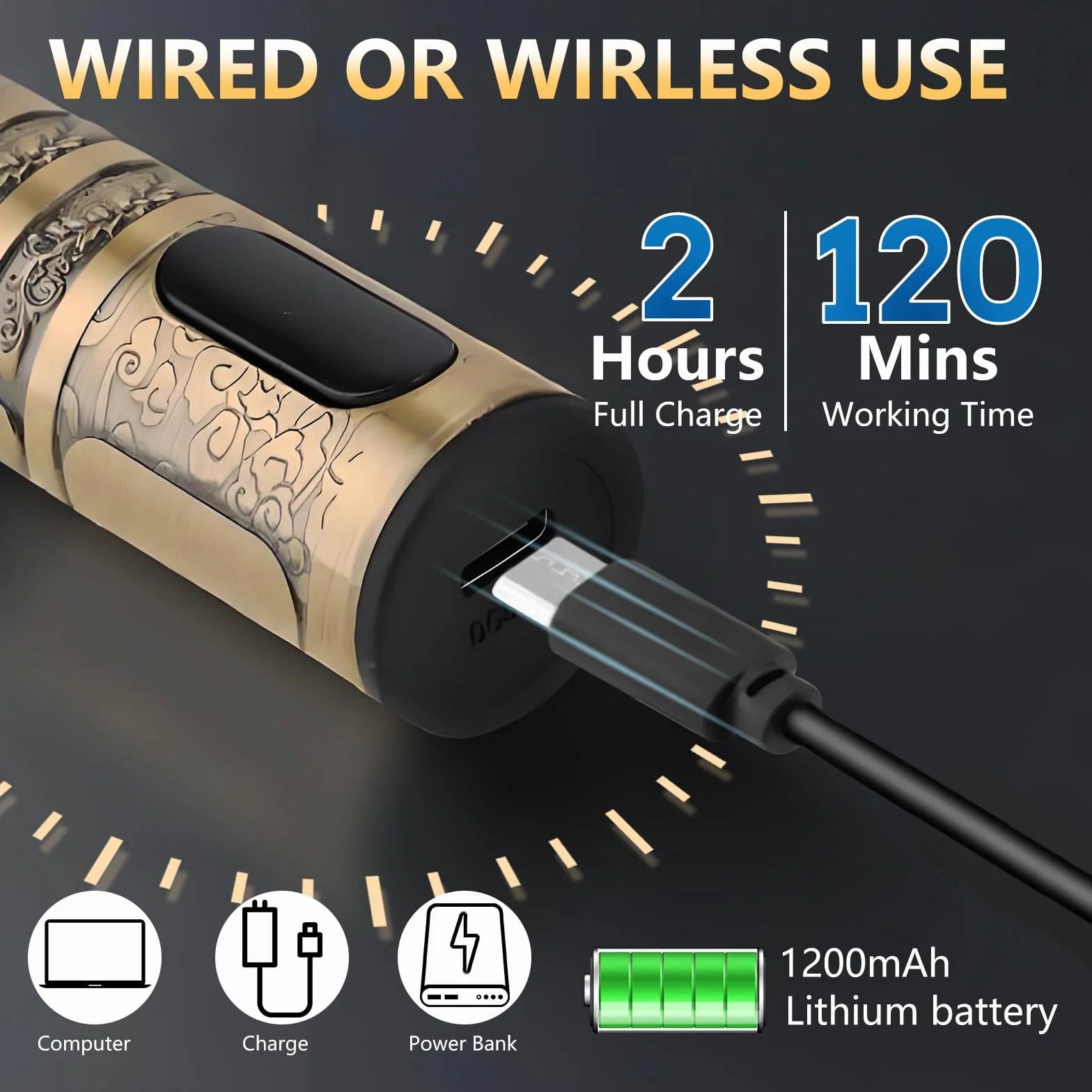 Máquina de Cortar Pelo Hombre con LED, Cortapelos Recortar Barba Sin Cable, 4 Peines