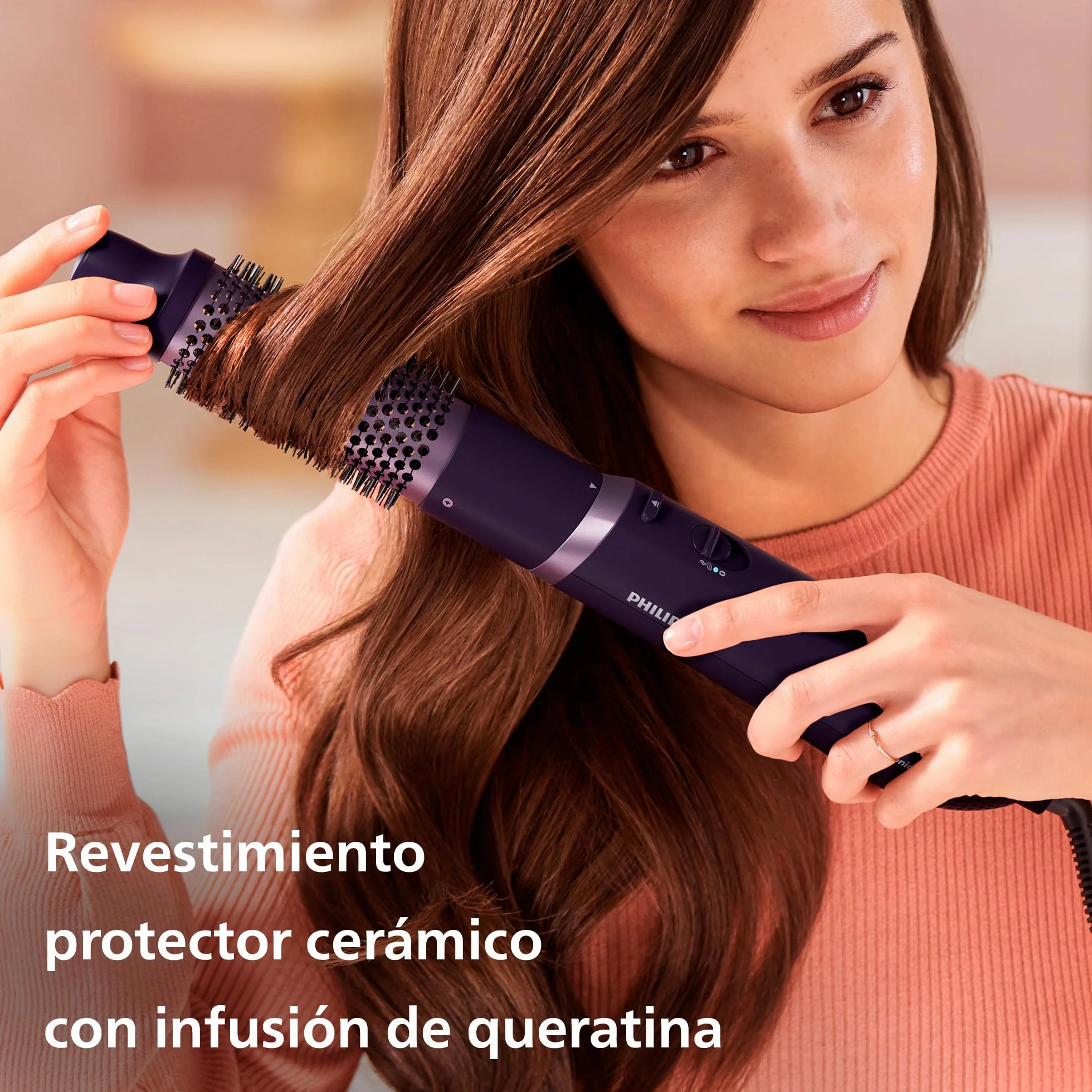 Philips Cepillo Moldeador Serie 3000, Revestimiento Ceramico con Keratina, 3 Accesorios, Ionico, Morado