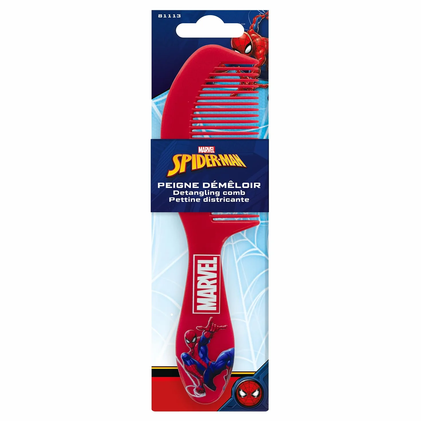 MARVEL Spider-Man Peine Desenreda Cabello Accesorio Oficial Mango Ergonómico
