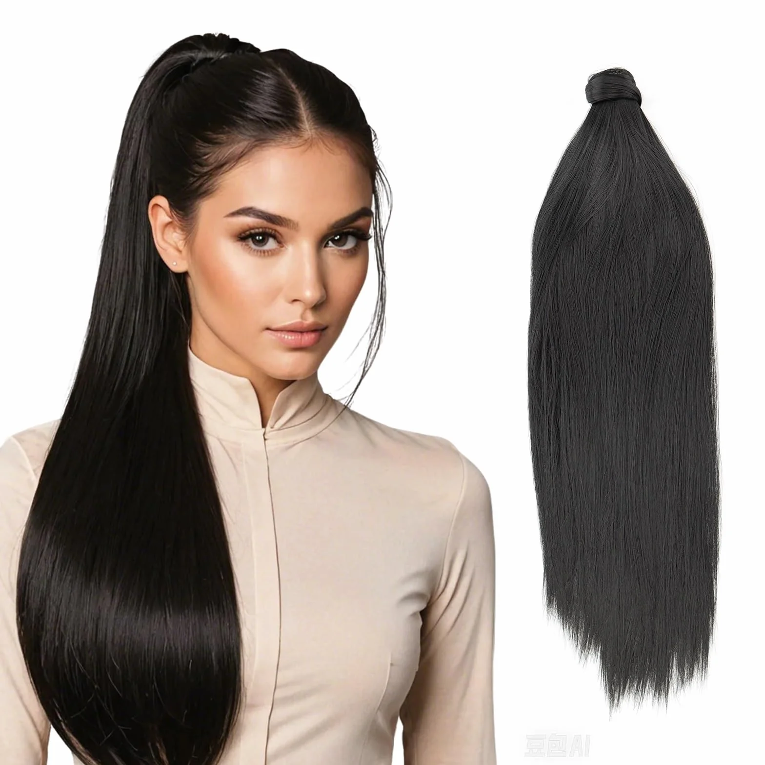 Coleta Postiza Extensiones Pelo Natural 70 cm Liso Cabello Sintético para Mujeres