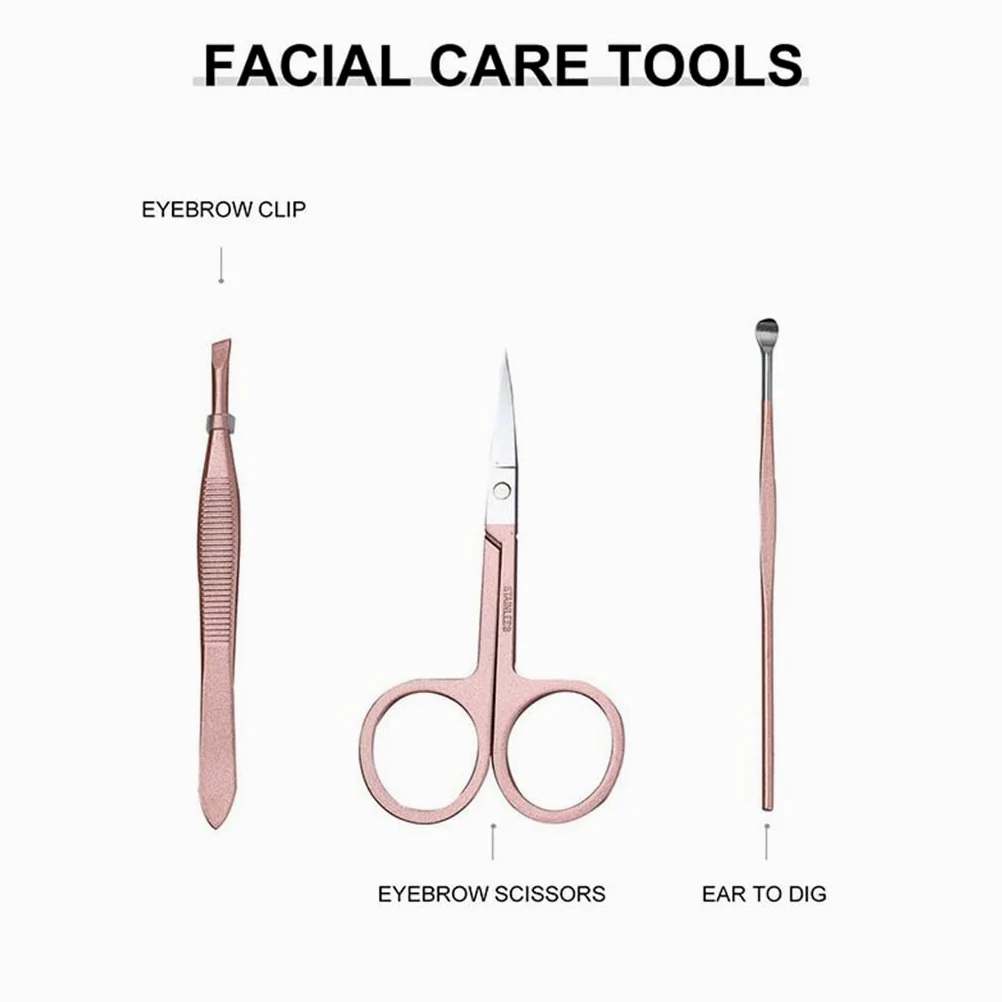 Juego de cortaúñas, herramientas de manicura profesional, kit de arte de uñas de acero inoxidable con estuche de viaje, 7 piezas