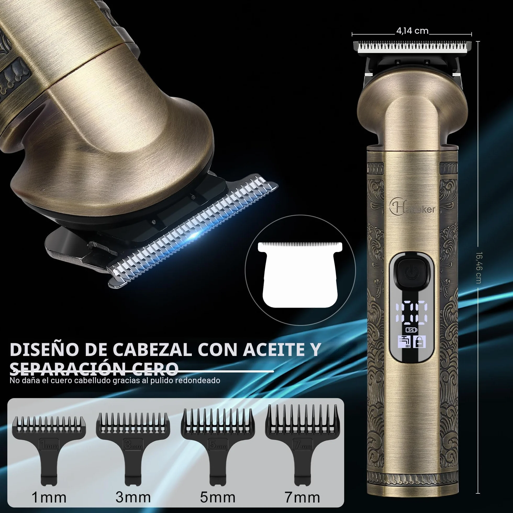 Hatteker Cortadora De Pelo 8 en 1 Impermeable, Afeitadora Masculina, Recortadora Nasal Carga USB