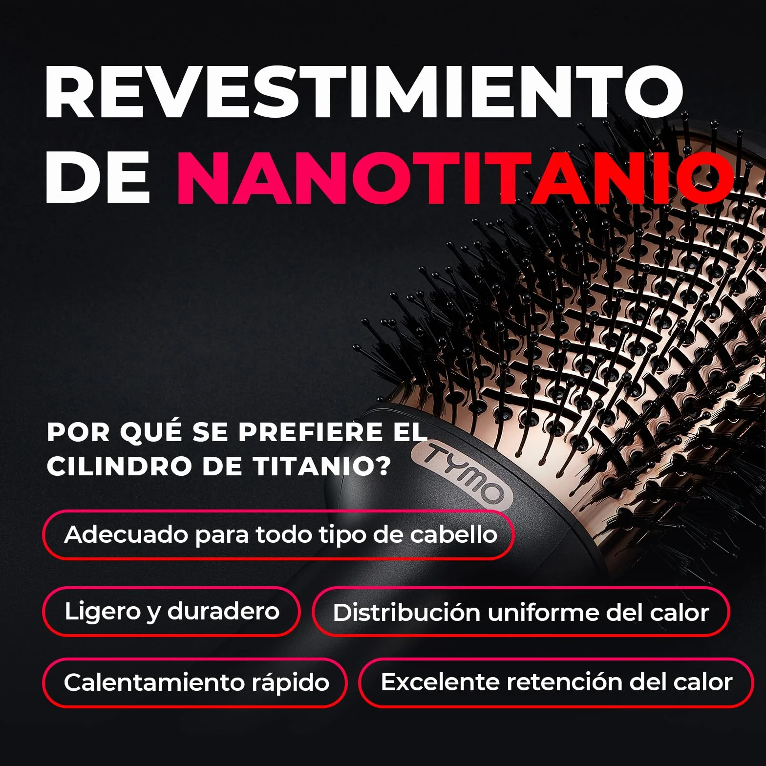 TYMO Cepillo Secador de Pelo 4 en 1 con Iones 1200W Dorado
