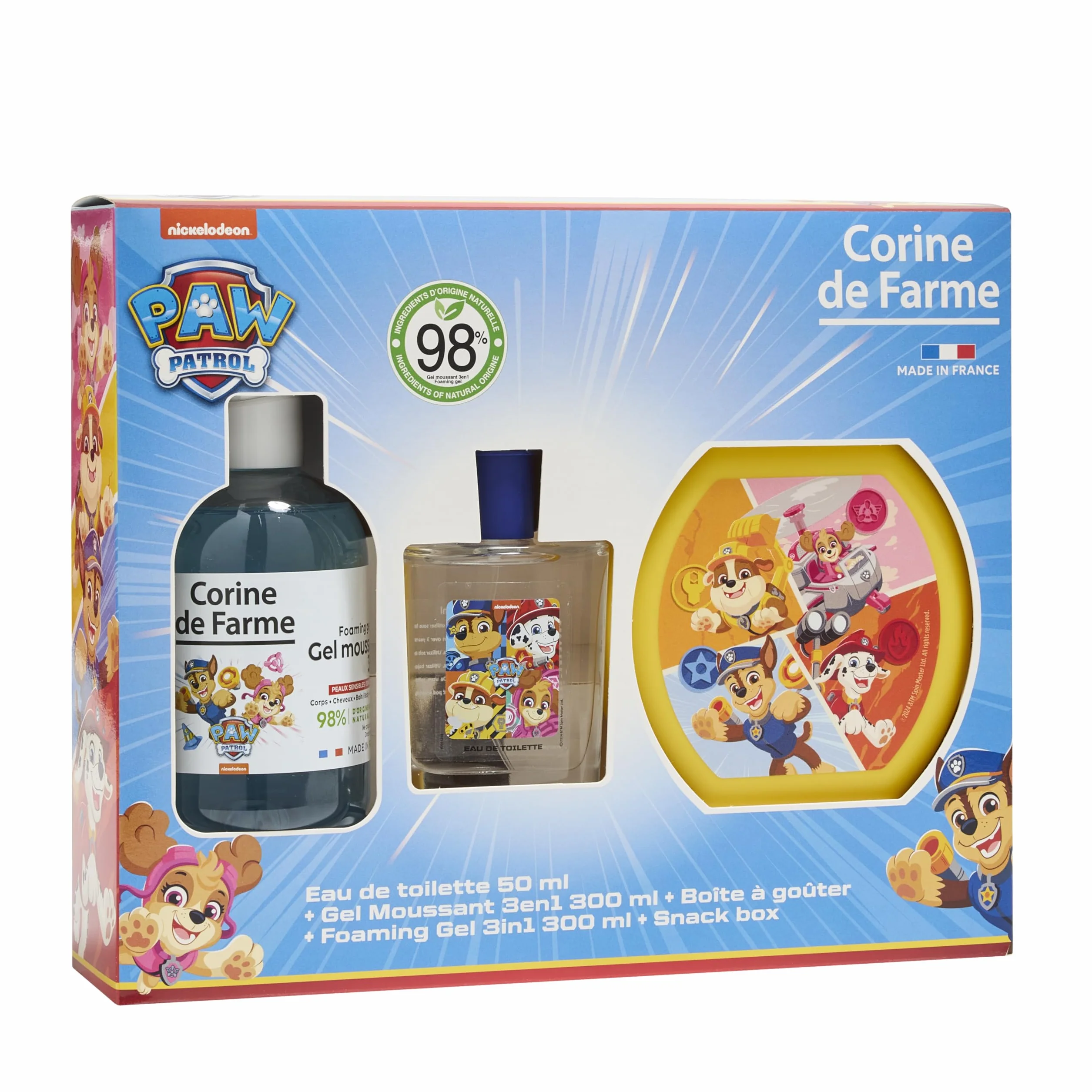 Set de Regalo La Patrulla Canina Corine de Farme para Niños Colonia 50ml Gel Ducha 3en1 300ml Fiambrera