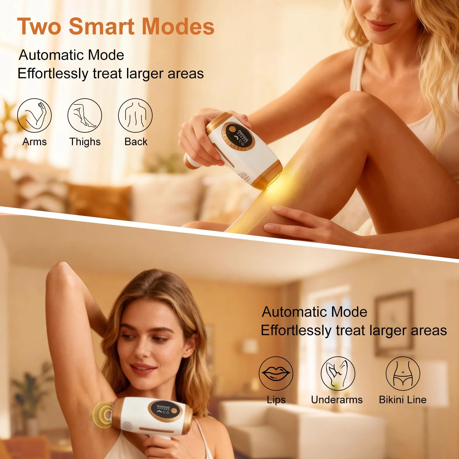 Depiladora Laser 990.000 Destellos 5 Niveles Energía 2 Modos Automático Manual Rostro Cuerpo