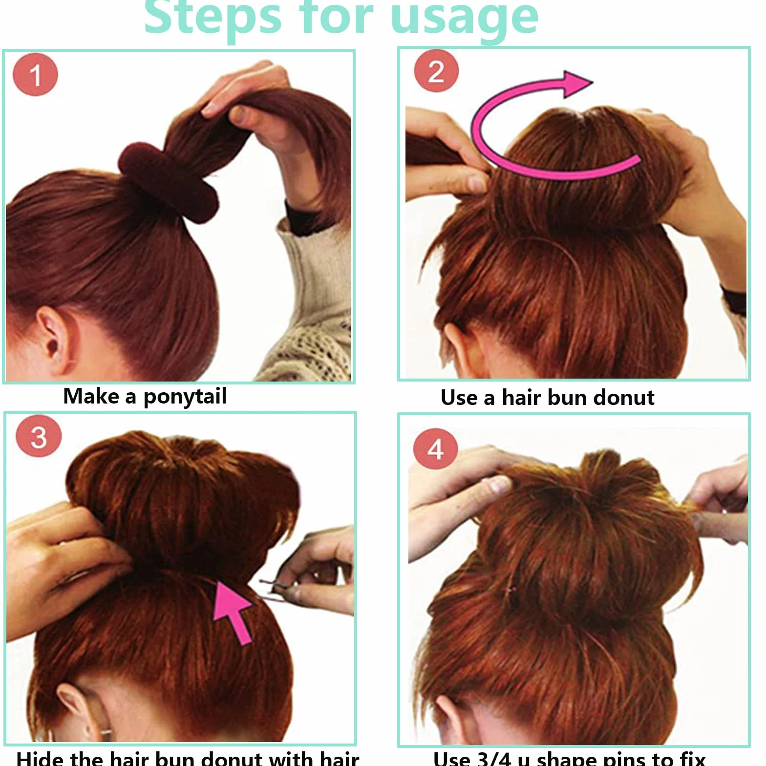 Horquillas para el Pelo en U 50 piezas Pinzas para el Pelo de Mujer (Brown)