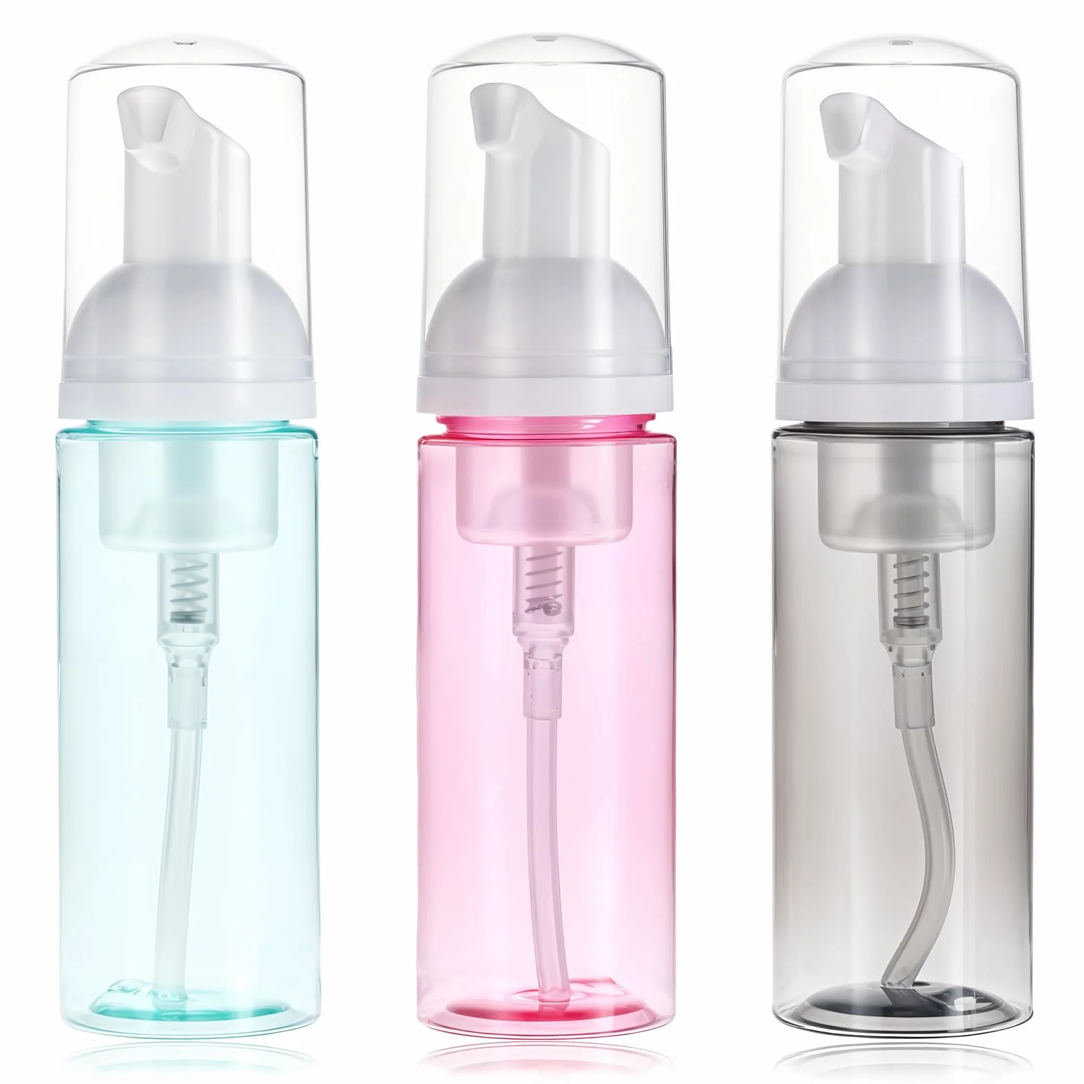 3 botellas con bomba de espuma, 60 ml, recipientes vacíos transparentes de espuma de viaje, dispensador de jabón de espuma recargable, botella de espuma de plástico de tamaño pequeño para jabón