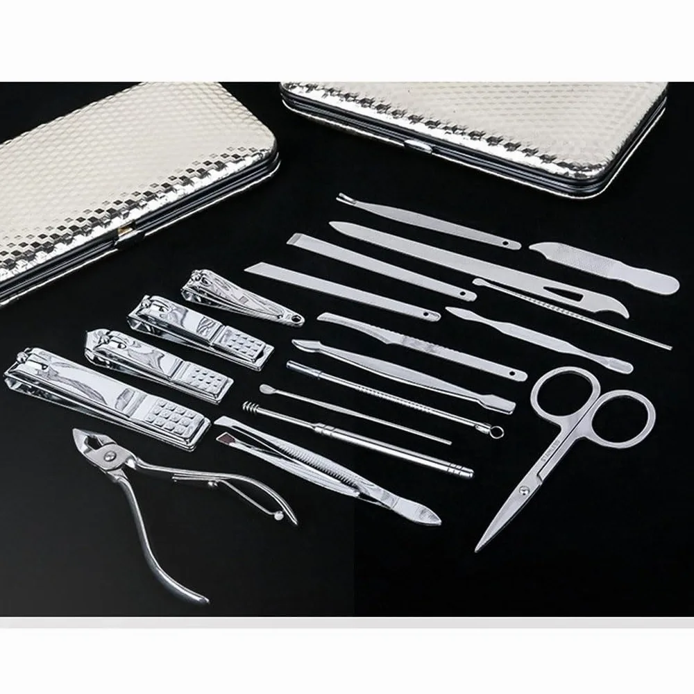 Juego Multifuncional de 19 Piezas para Tijeras de uñas, Herramientas de manicura, Ideal para Viajes y como Kit portátil de Belleza.