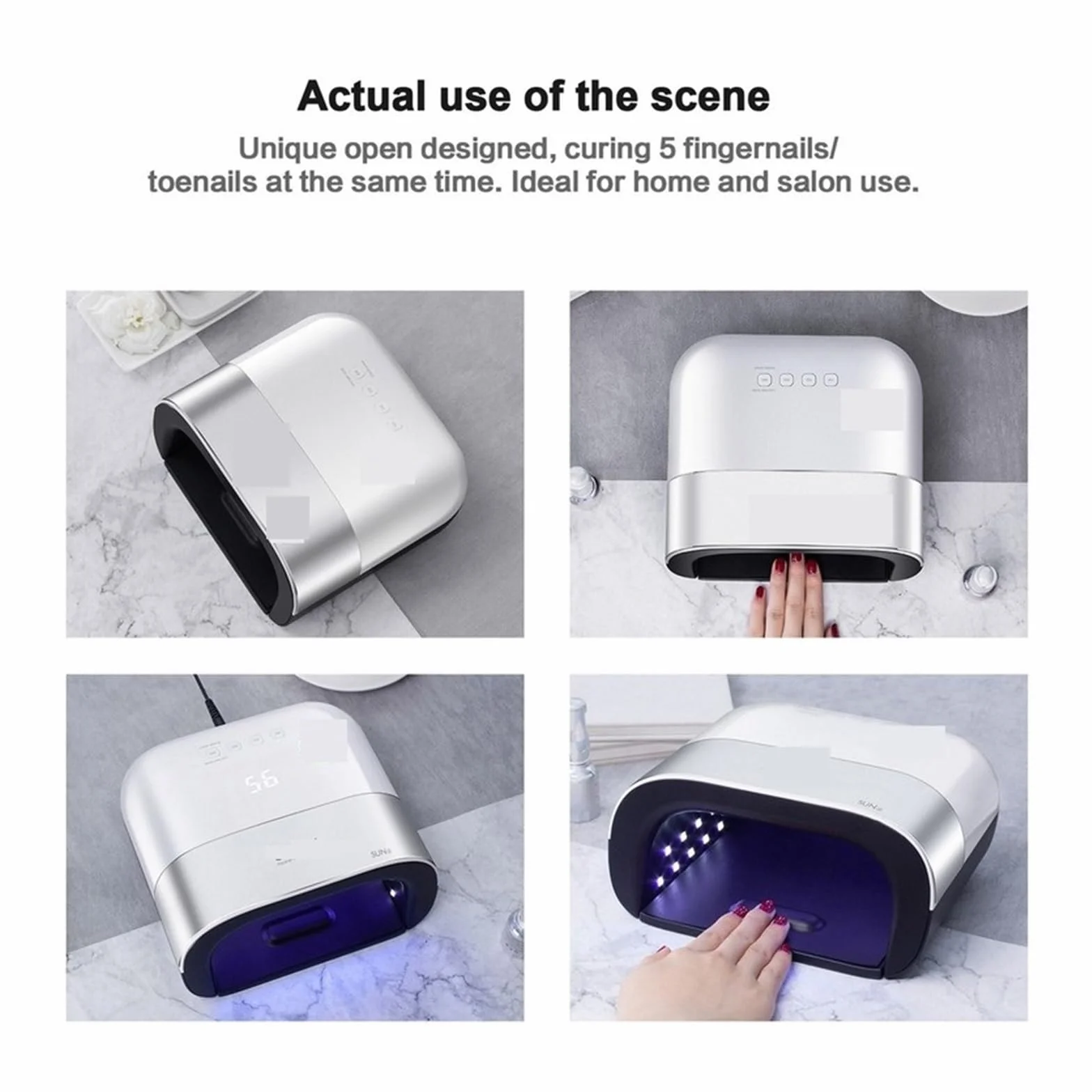 Lámpara Uñas, Lámpara LED UV for uñas, máquina secadora de uñas, lámpara UV de 48W for esmalte de Gel, curado de uñas UV con detección de movimiento, pantalla LCD, uñas secas