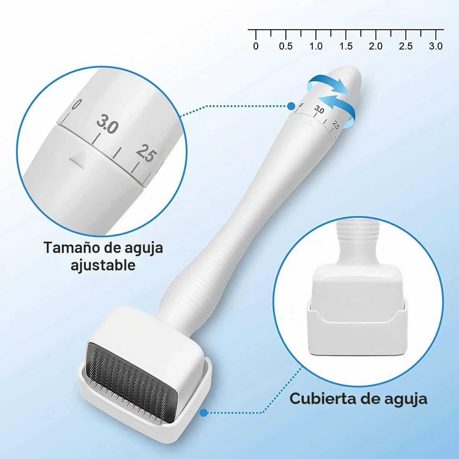 SWORCHI Derma Stamp Dermaroller Profesional Microneedling 140 Agujas Titanio Ajustable 0-3.0mm