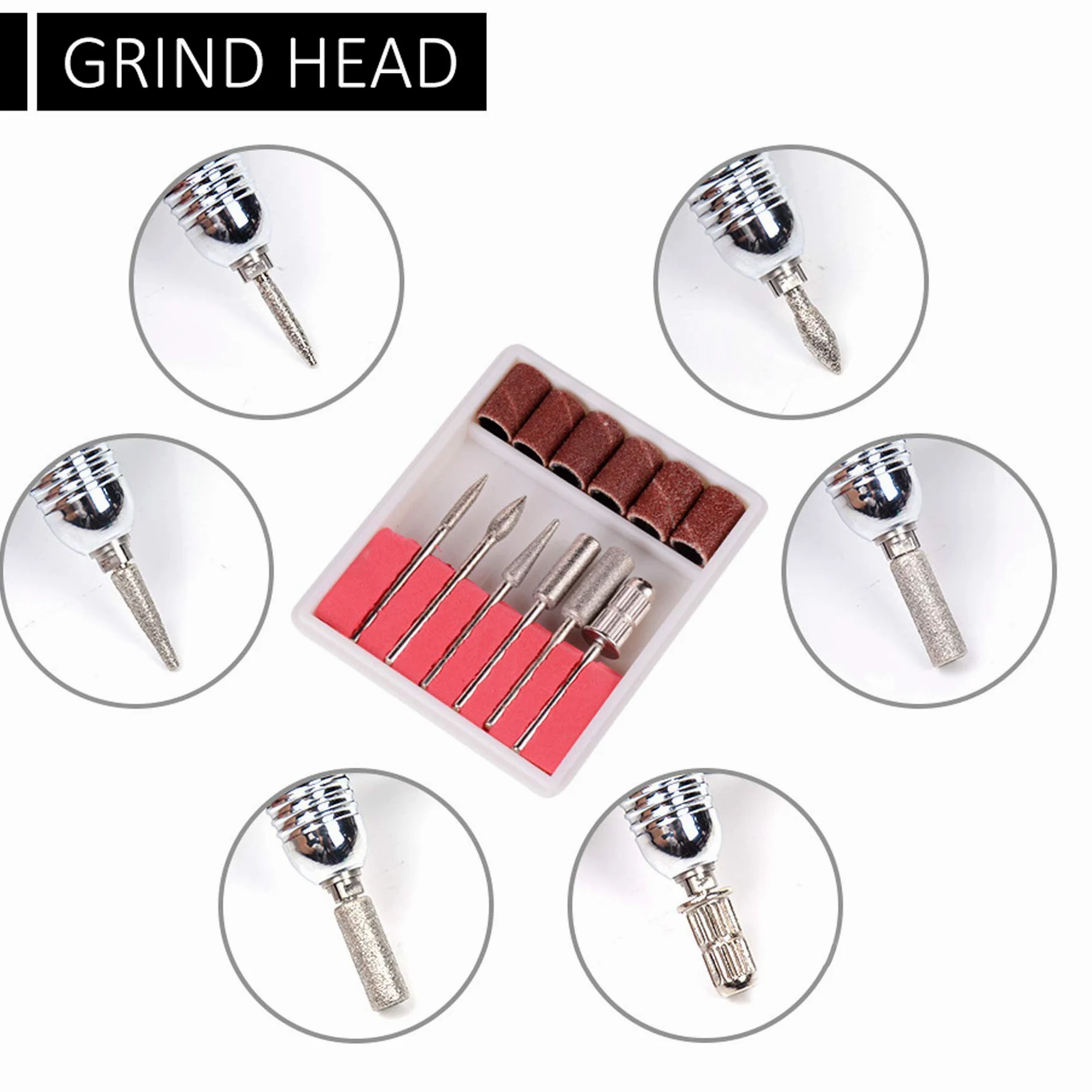 30000 RPM Torno uñas Taladro de clavo Profesional Eléctrico Manicura Pedicure con 6 fresas Peluquería MultiColores Nail Polisher , Herramientas Uña