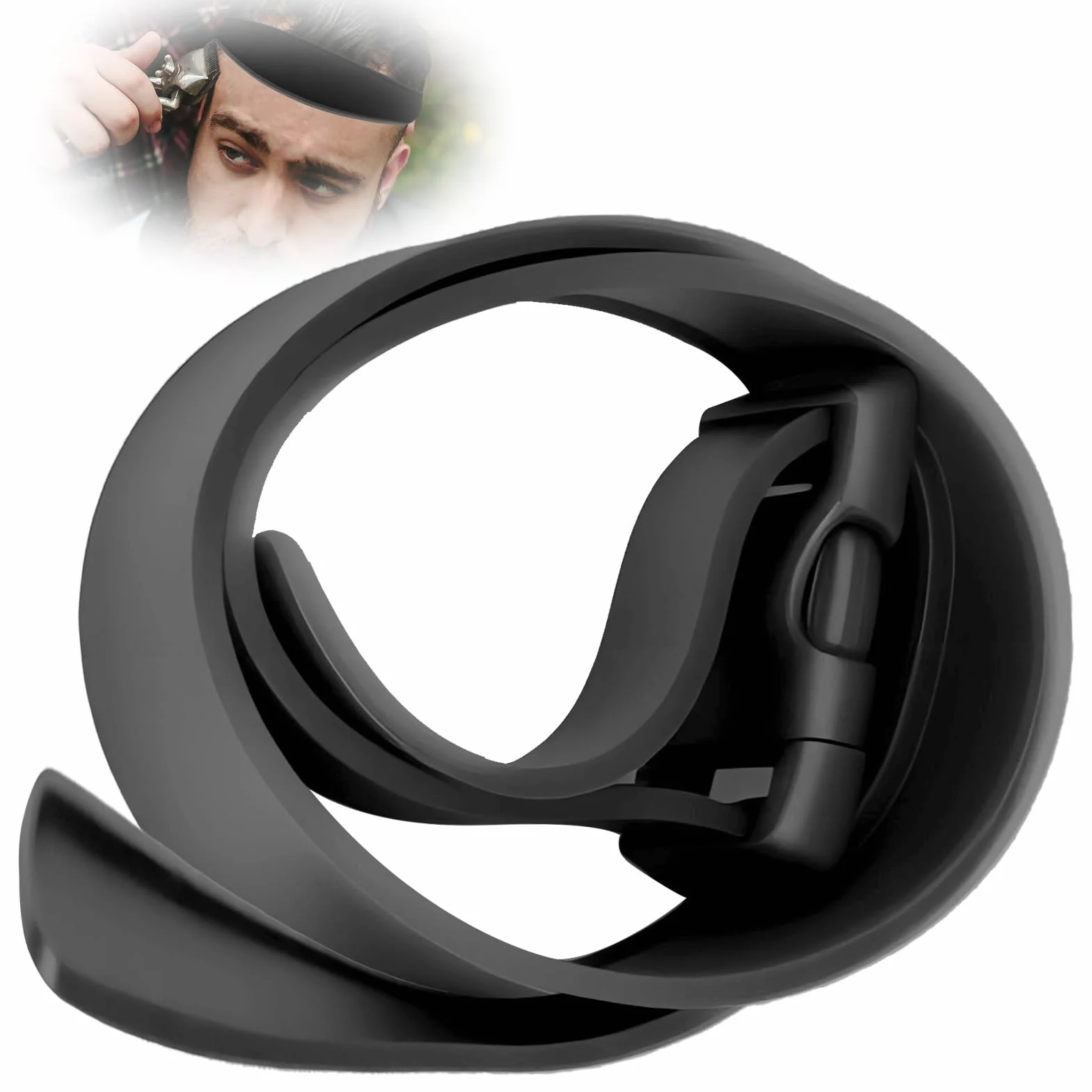 Guía de Corte de Cabello Ajustable de Silicona Curva Negra Herramienta de Recorte para Cuello y Barba