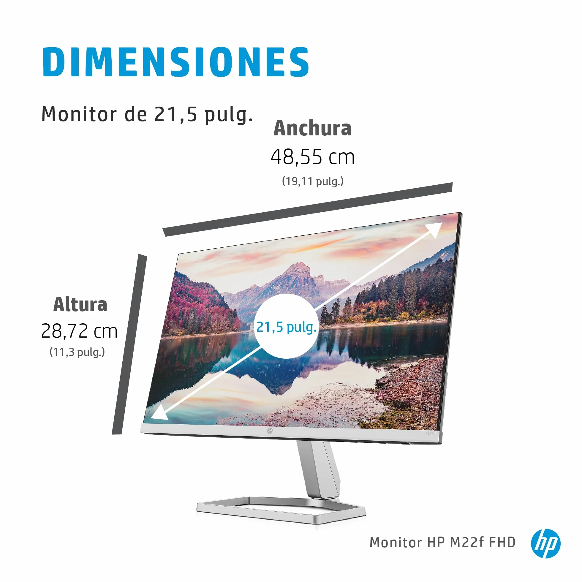 HP M22f Monitor 22" Full HD 1920x1080 75Hz 5ms IPS LED AMD FreeSync HDMI VGA Negro