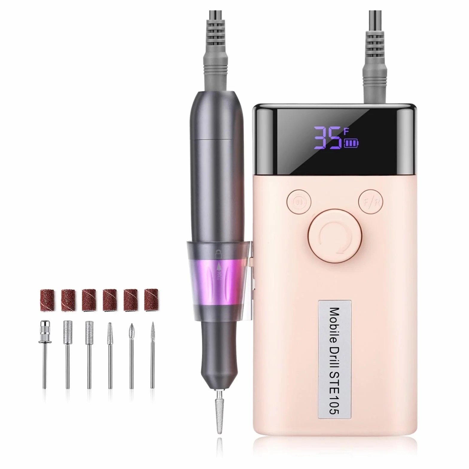 Torno para Uñas Taladro de uñas de 35000RPM con Pantalla LCD, lijadora de uñas eléctrica Profesional for Juego de Herramientas de fresado de manicura