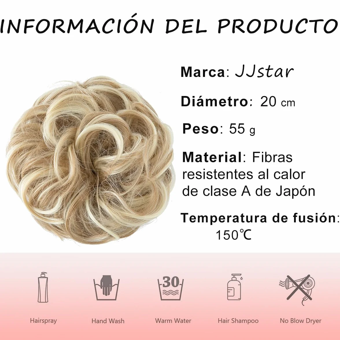 Moños Postizos Grande para Mujer, Coleteros Pelo Natural Rizado Ondulado, Moño Sintético Despeinado Rubio Sucio