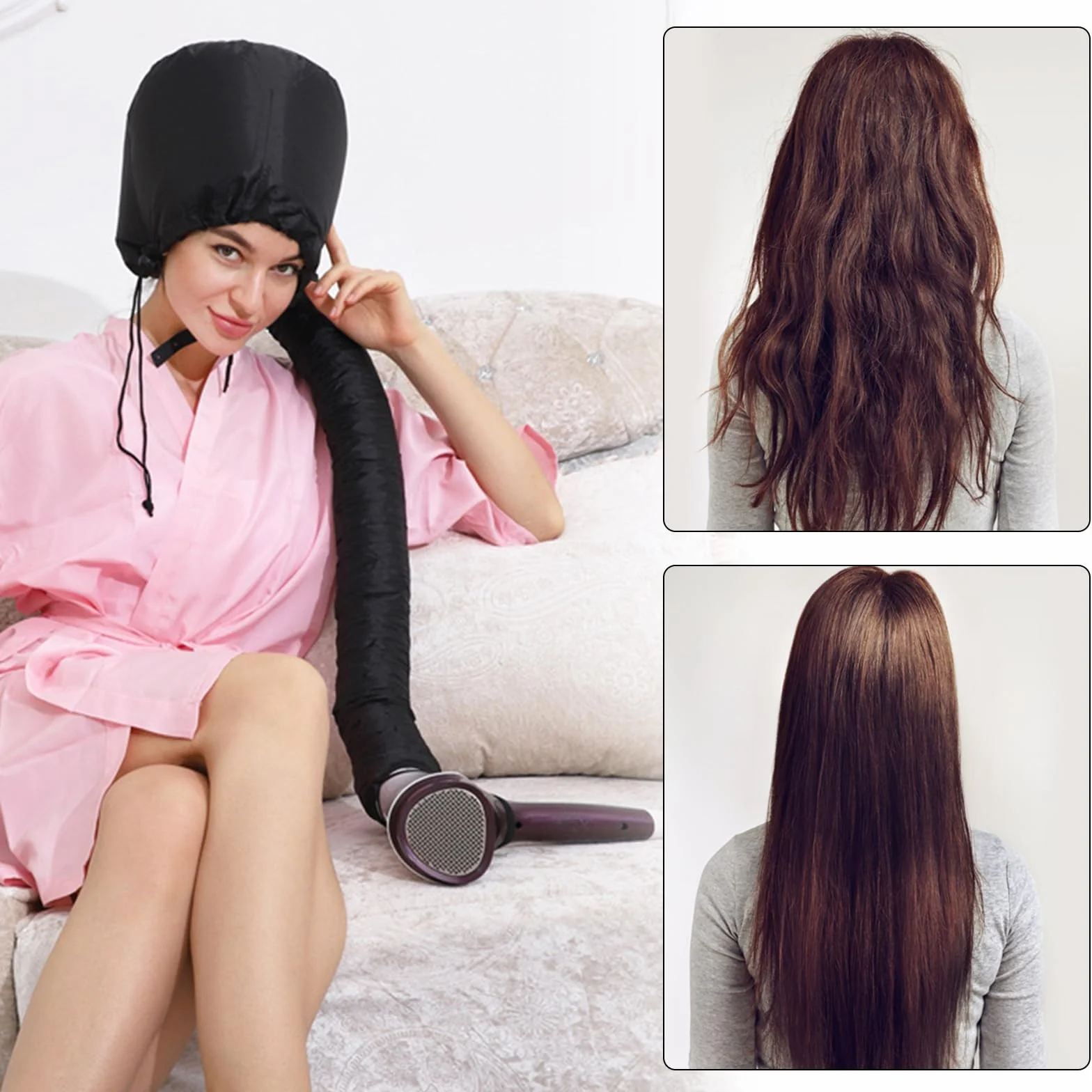 Casco Para Secador De Pelo Ajustable Resistente al Agua UKOFEW Negro
