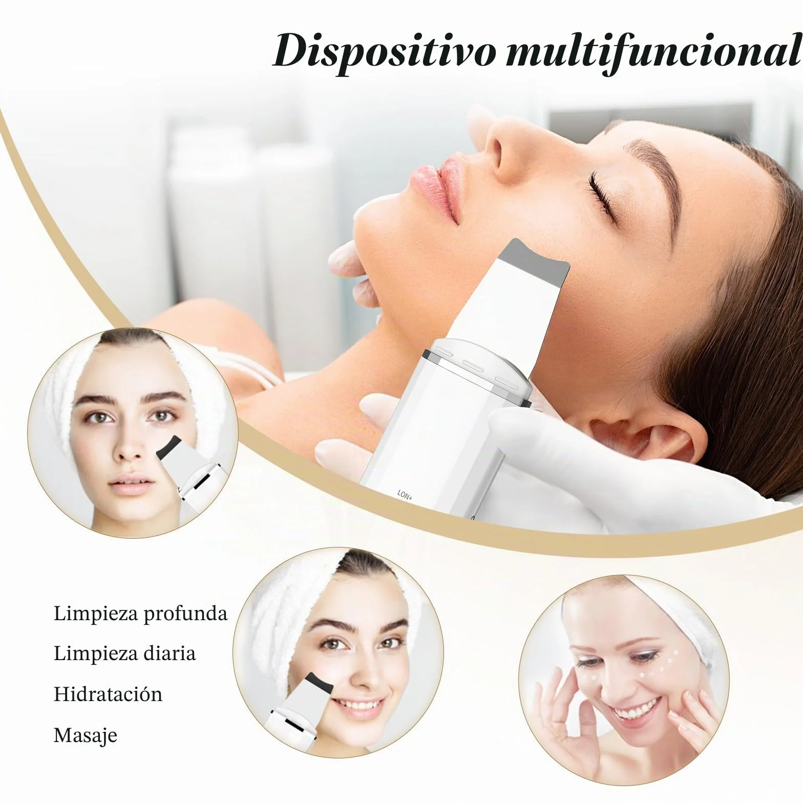 ANLAN Peeling Ultrasónico Facial Skin Scrubber Exfoliación Limpiador de Poros (Blanco)