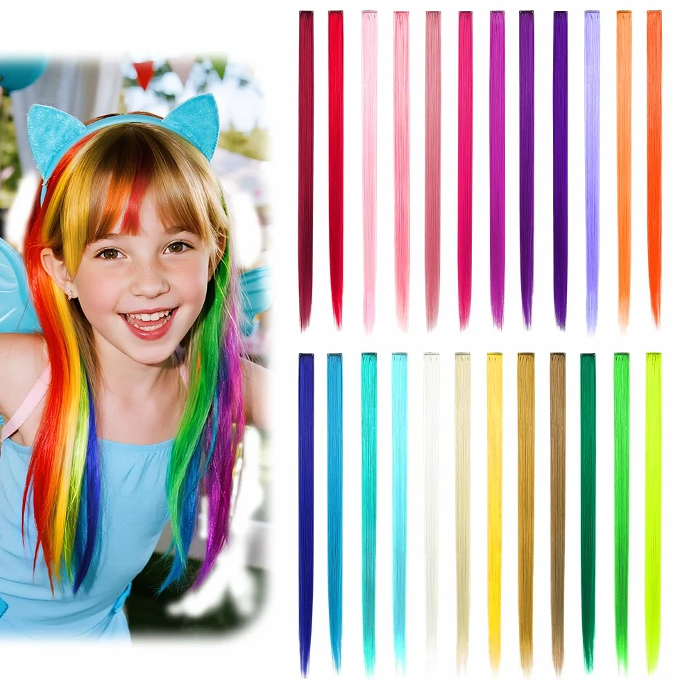 Dreamlover Extensiones de Cabello con Clip para Niñas, 24 Piezas