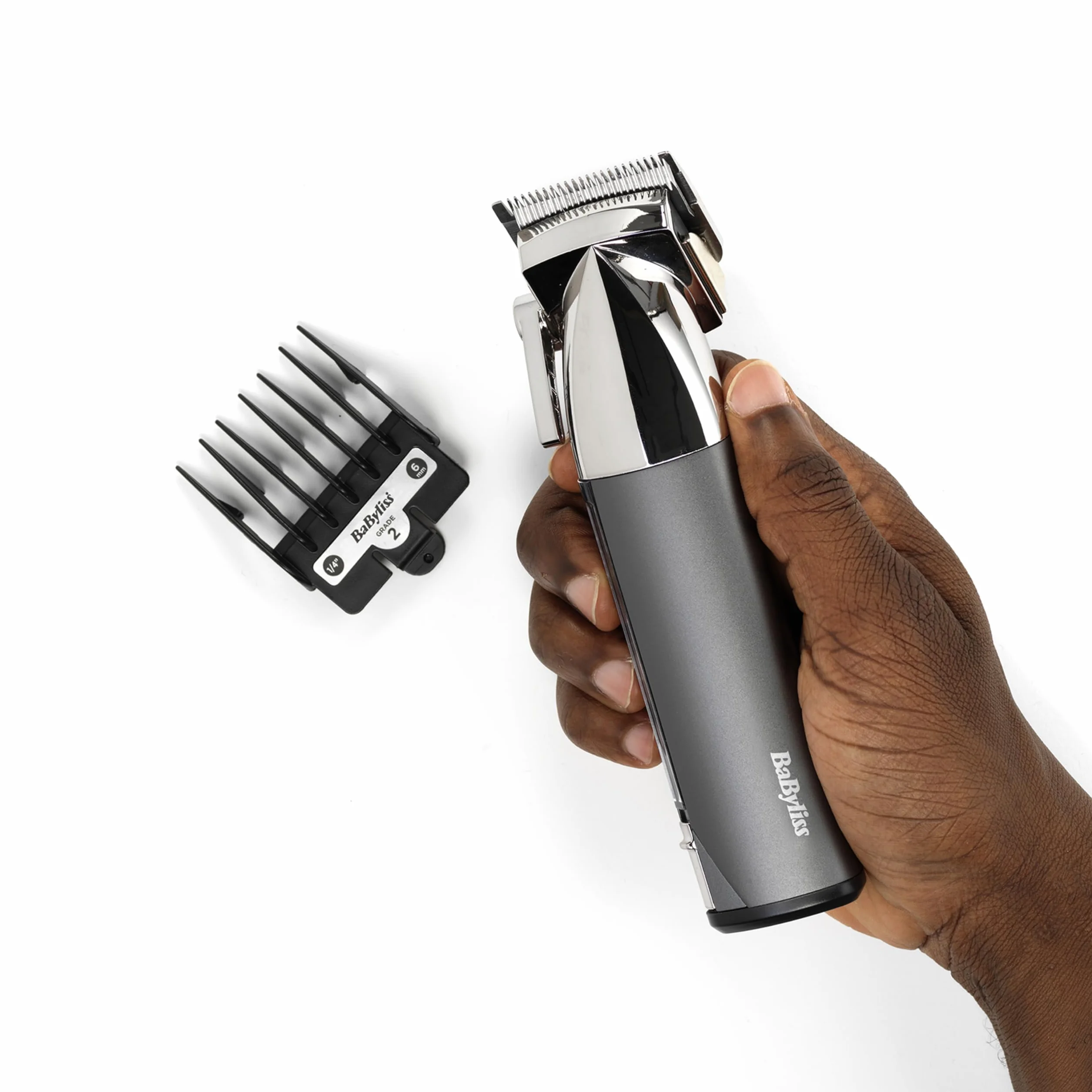 BaByliss Super-X Metal Cortapelos inalámbrico Cuchillas acero japonés 10 peines guía Batería litio Negro E996E