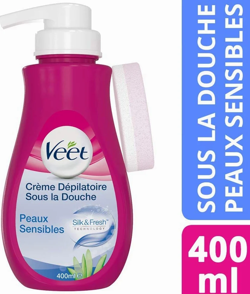 VEET Crema depilatoria para cuerpo y piernas – para piel sensible – 400 ml – Paquete de 3