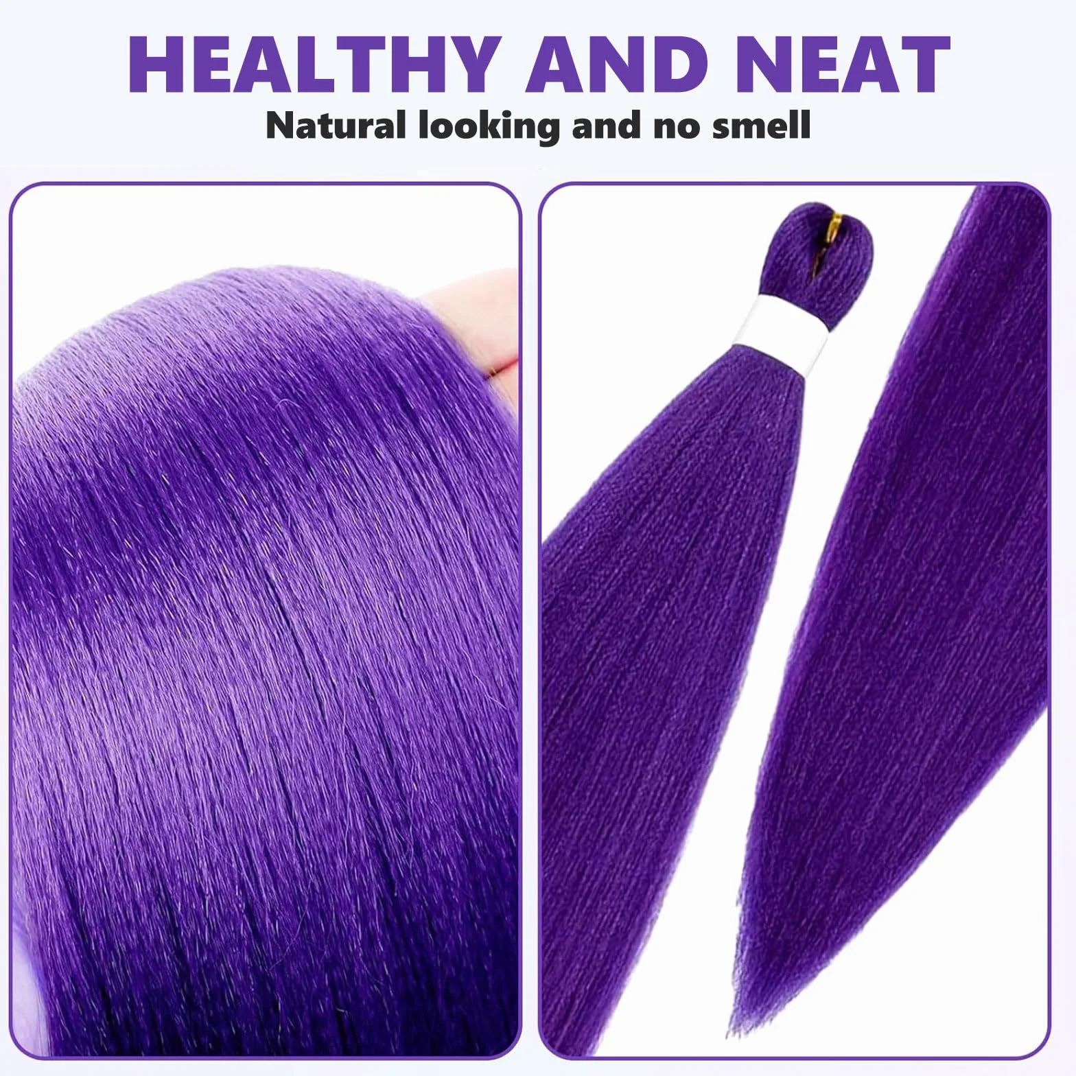 30 Pulgadas Extensiones Pelo Morado Kanekalon Prestirazados para Trenzas Halloween