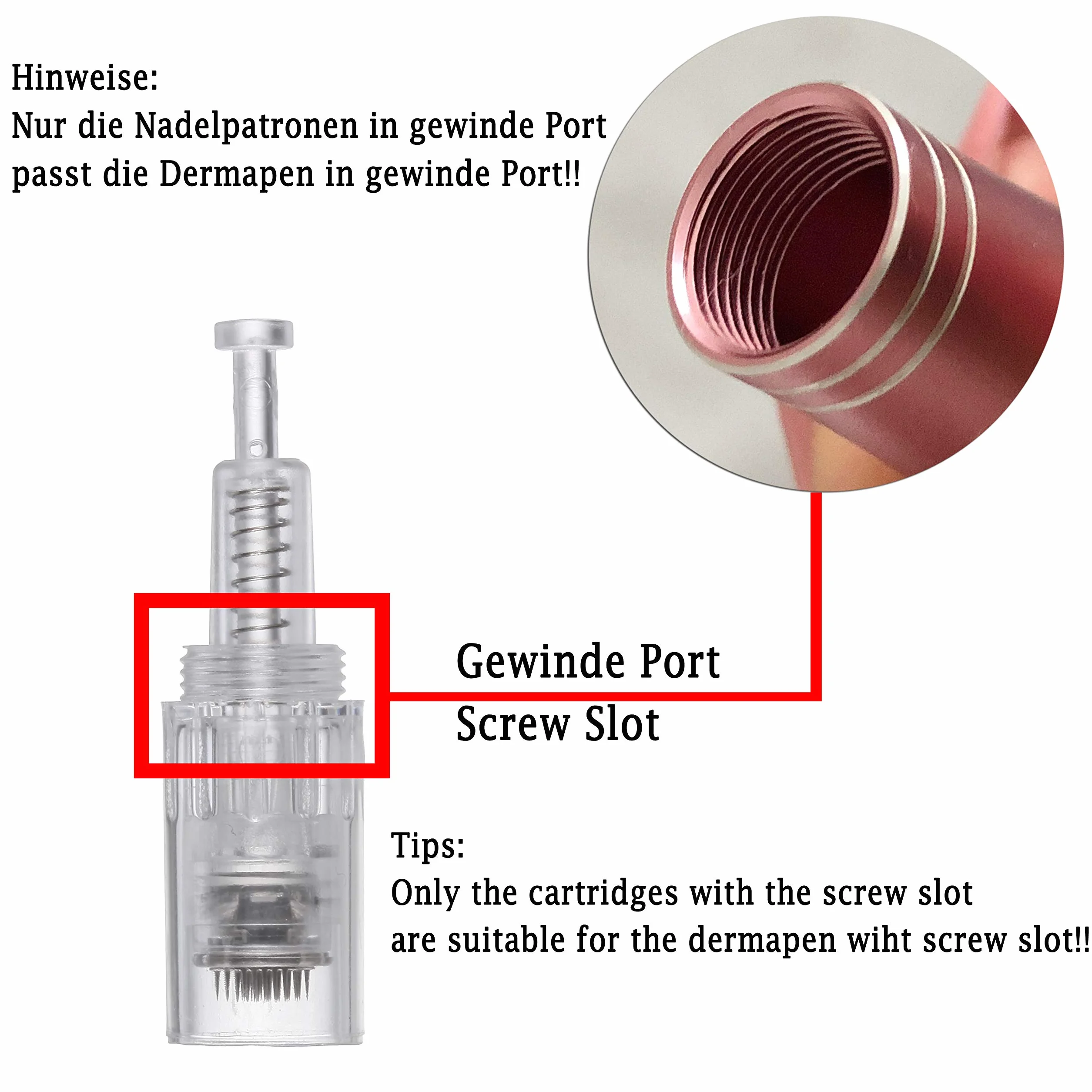 Derma Pen agujas Nano 5D microneedling repuesto puntas cartucho tornillo slot para Electric microneedling