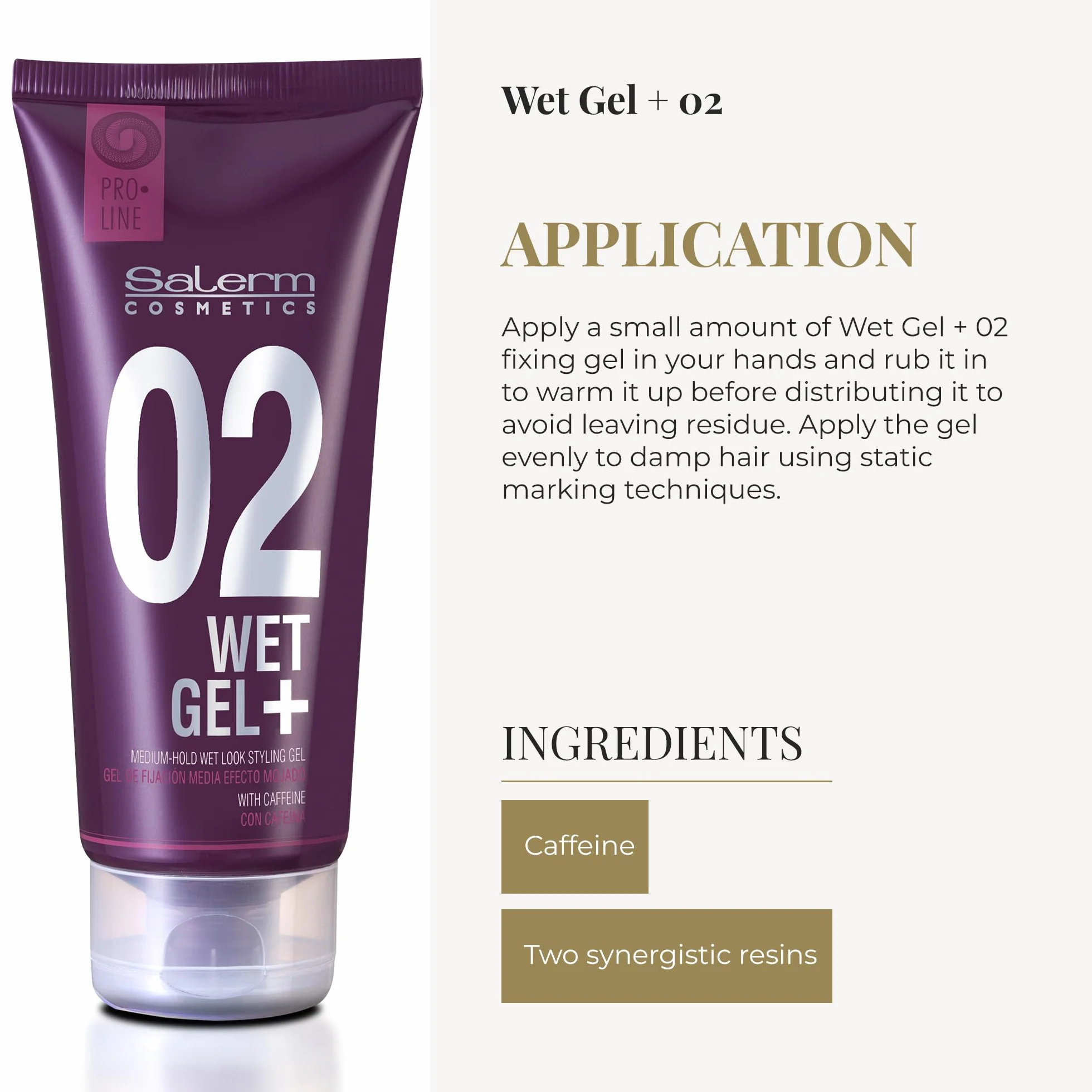 SALERM Pro Line Wet Gel Fijador de Pelo 200ml Fijación Media Efecto Mojado con Cafeína