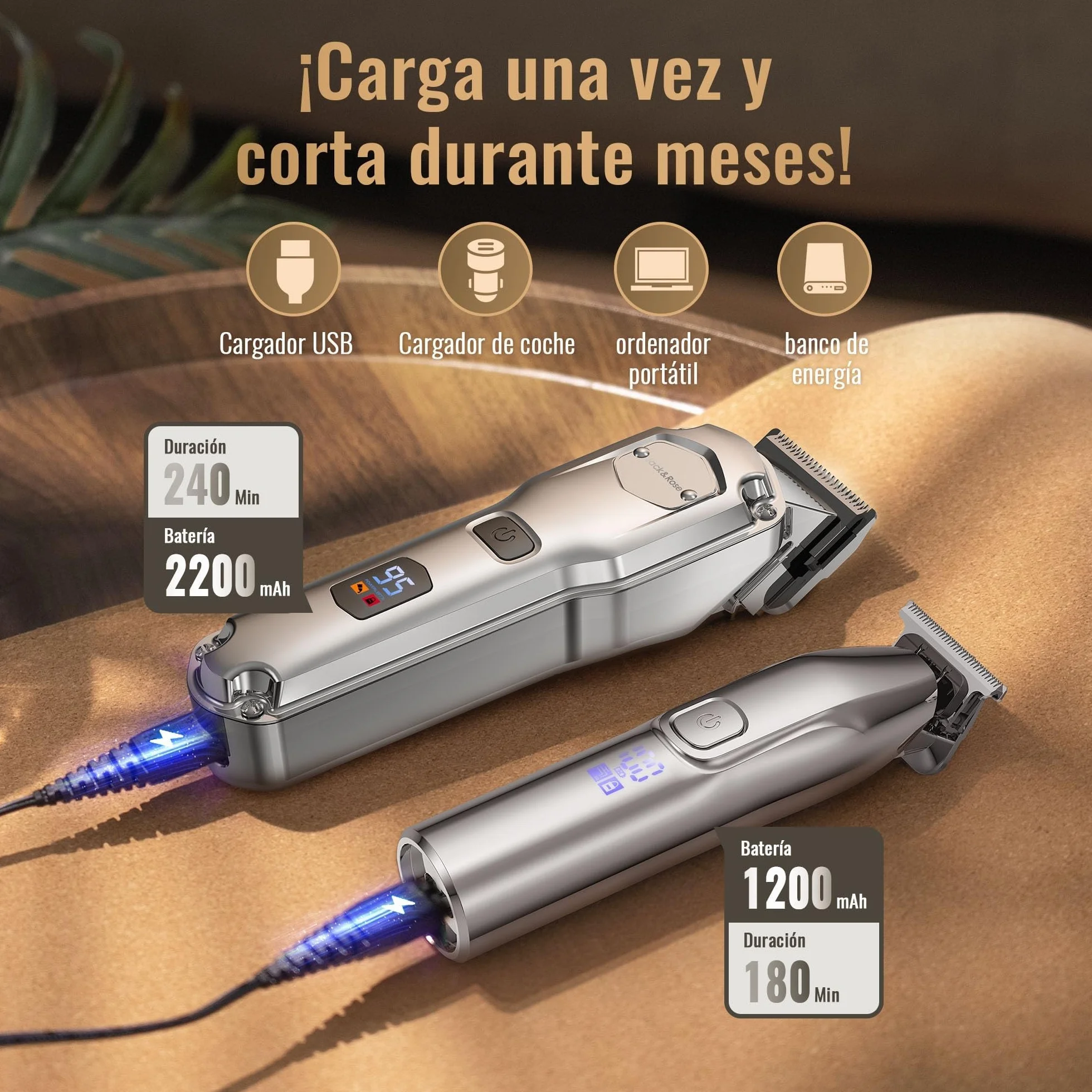 Maquina de Cortar Pelo Hombre Cortapelos Recortadora de Barba con Peines Guía
