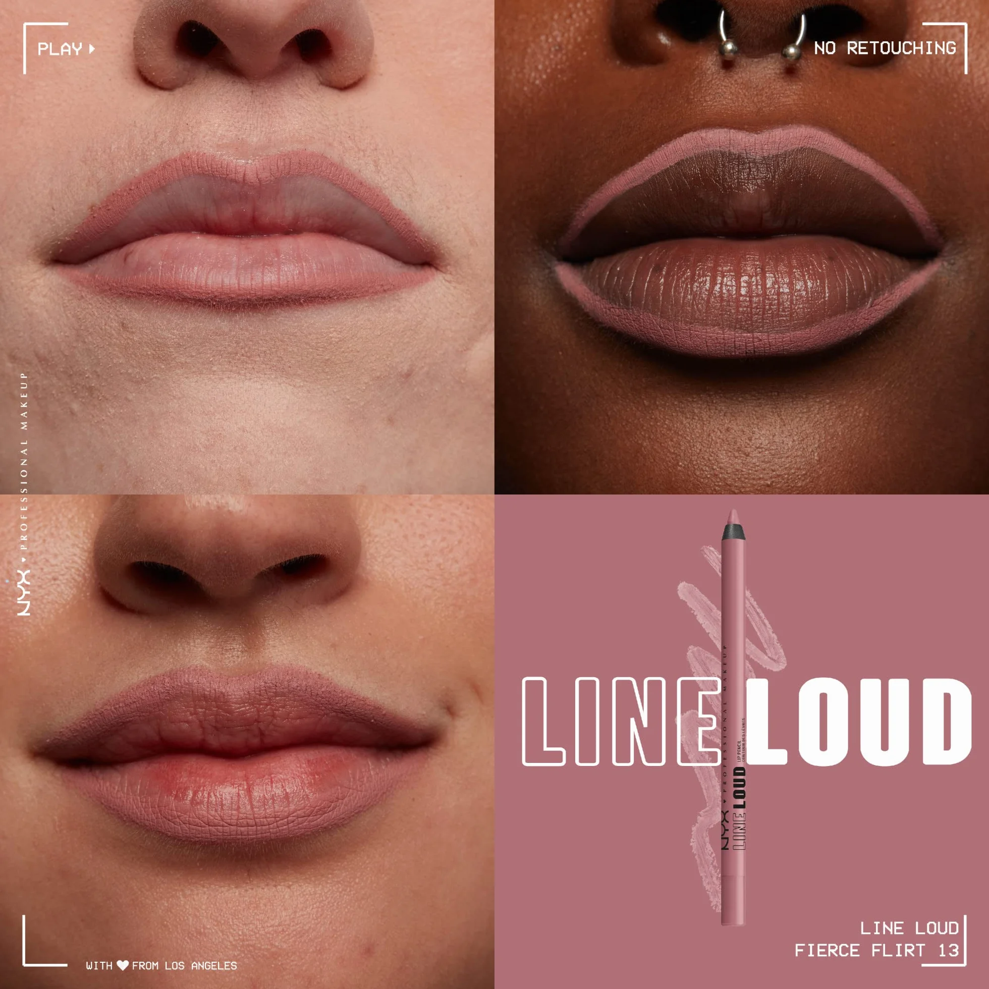 NYX Professional Makeup Line Loud Lápiz de Labios Larga Duración Non-Transfer Tono 13 Fierce Flirt