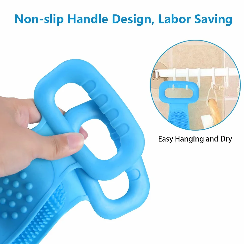 Esponja Silicona Cuerpo Doble Cara Cepillo Exfoliante Corporal Suave con Partículas de Masaje 73cm