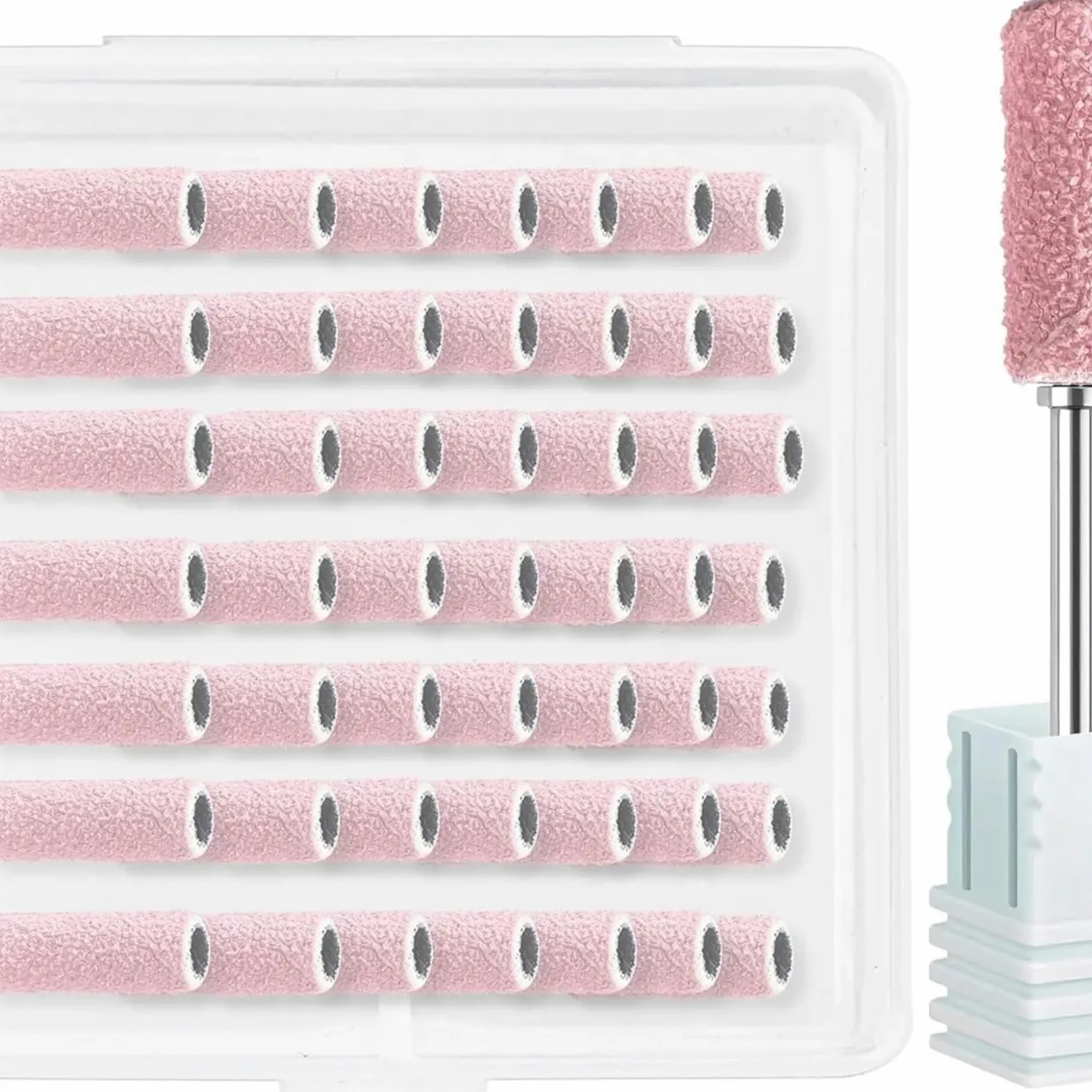 Fresas Torno Para UñAs Rosa 50 piezas con mandril Bit Grit pequeñas limas de uñas for manicura Gel para Manicura